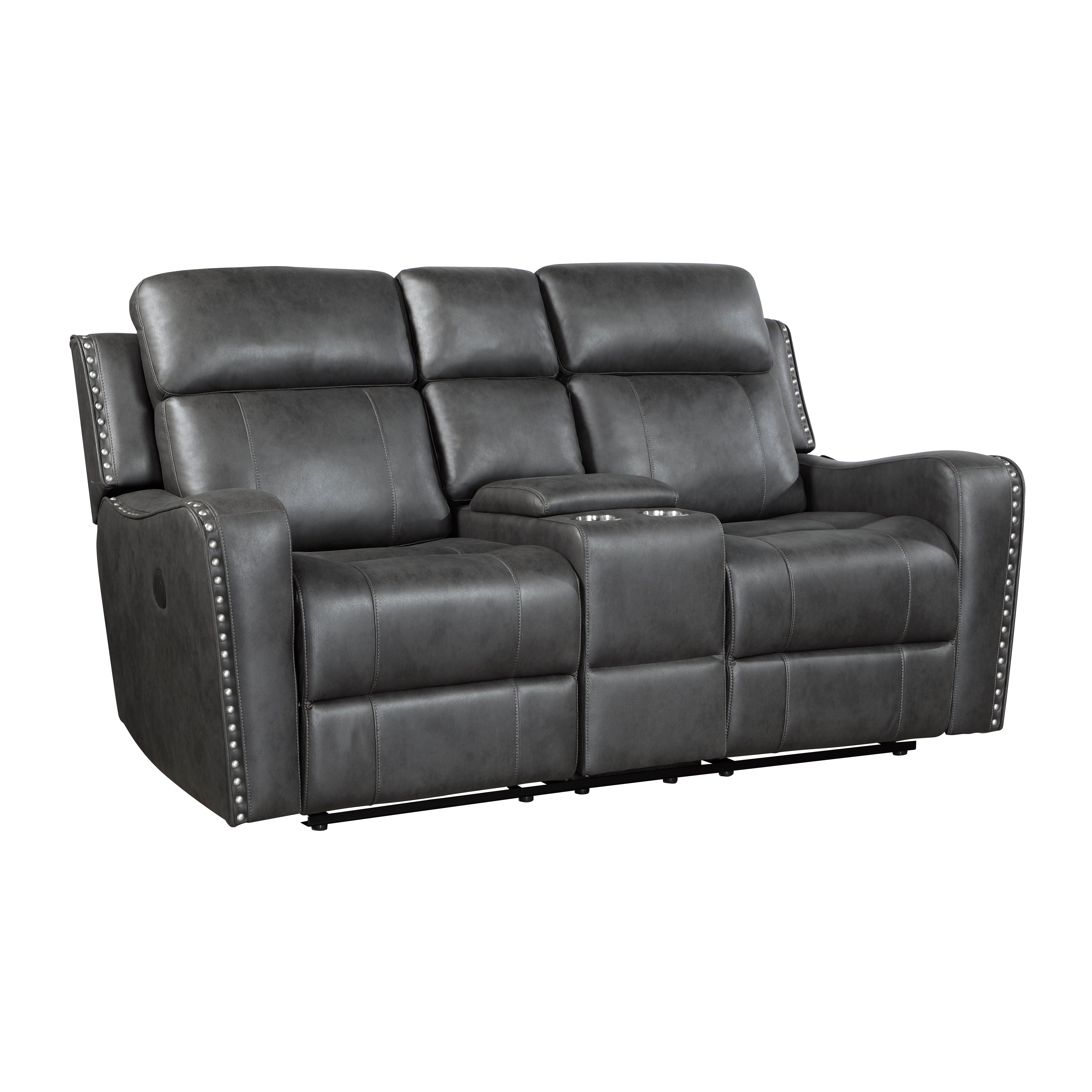 Kellen Smoky Gray Power Double Reclining Living Room Set from Homelegance - Luna Furniture