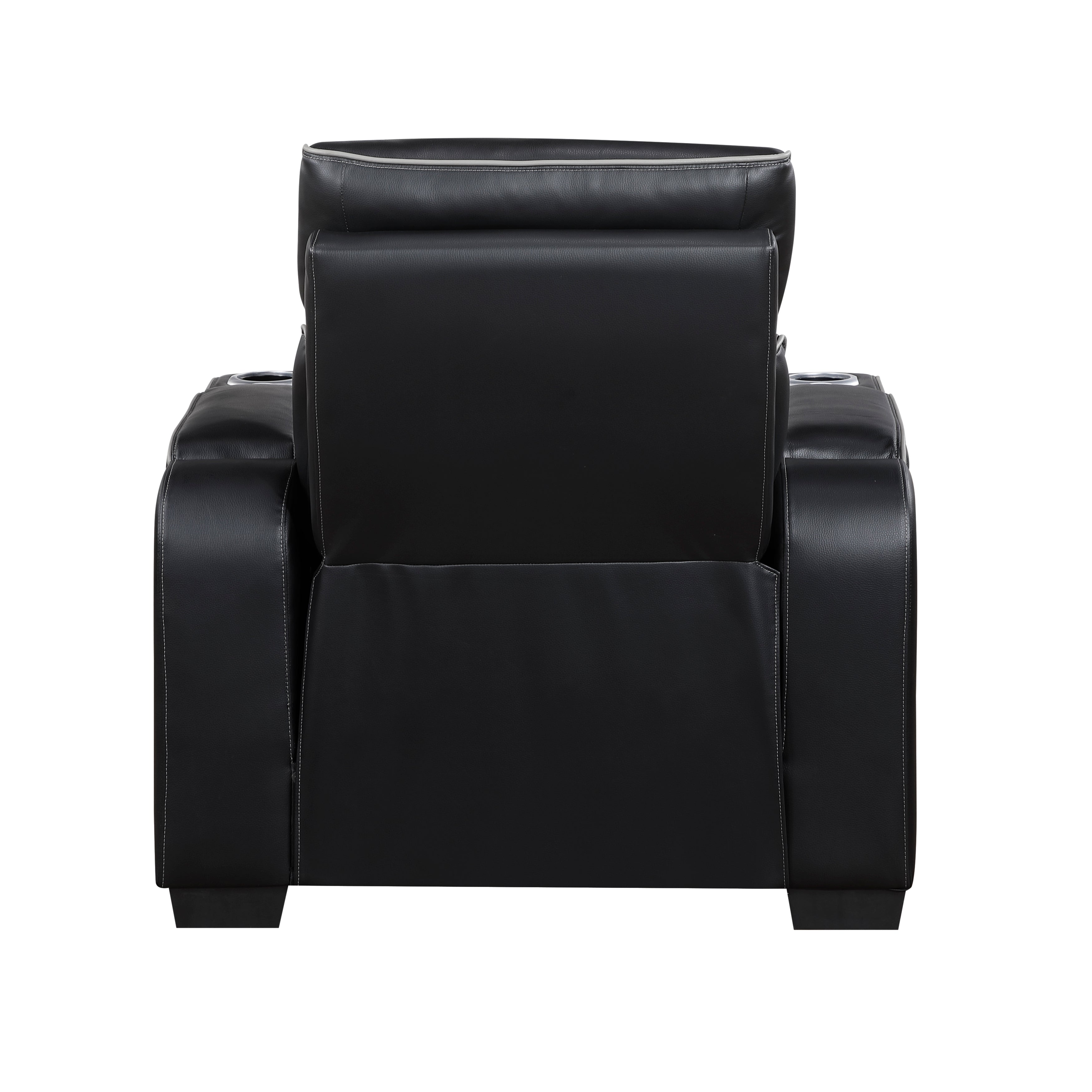 9516BLK-1PWH Power Reclining Chair with Power Headrest, Cup holders and Storage Arms(Top and Side), Charging Ports and LED lighting - 9516BLK-1PWH