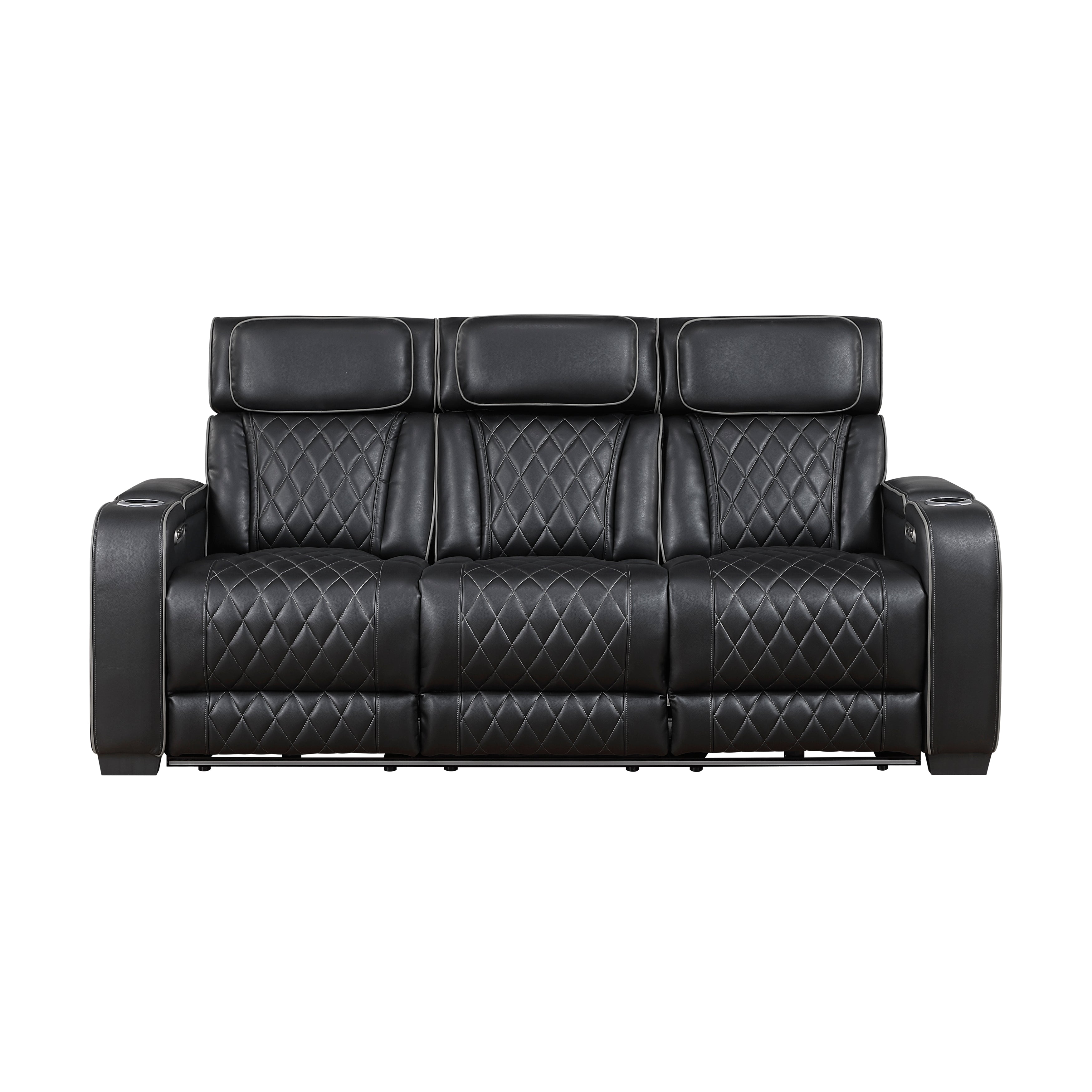 9516BLK*2PWH 2pc Set: Sofa, Love (Power) - 9516BLK*2PWH