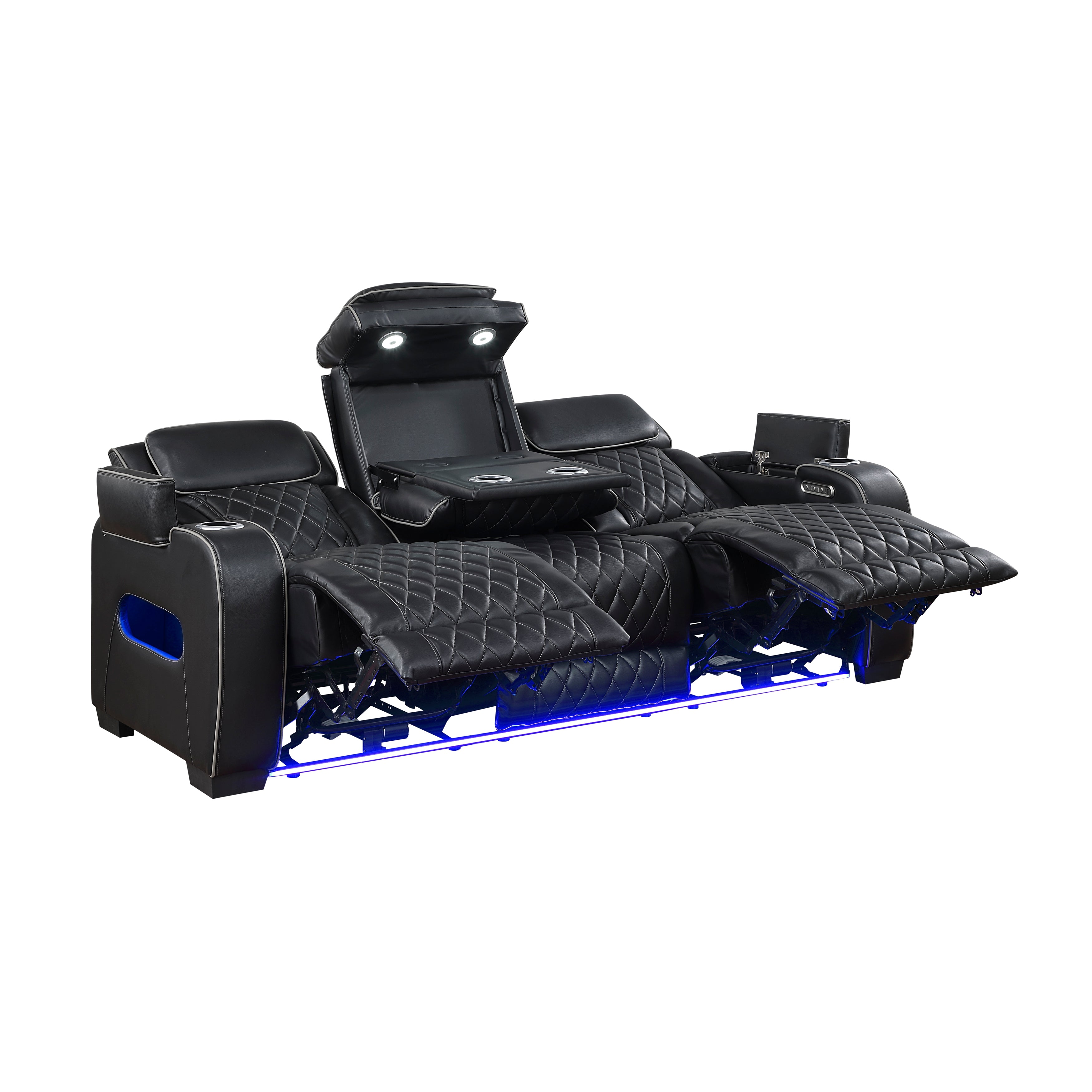 9516BLK*2PWH 2pc Set: Sofa, Love (Power) - 9516BLK*2PWH