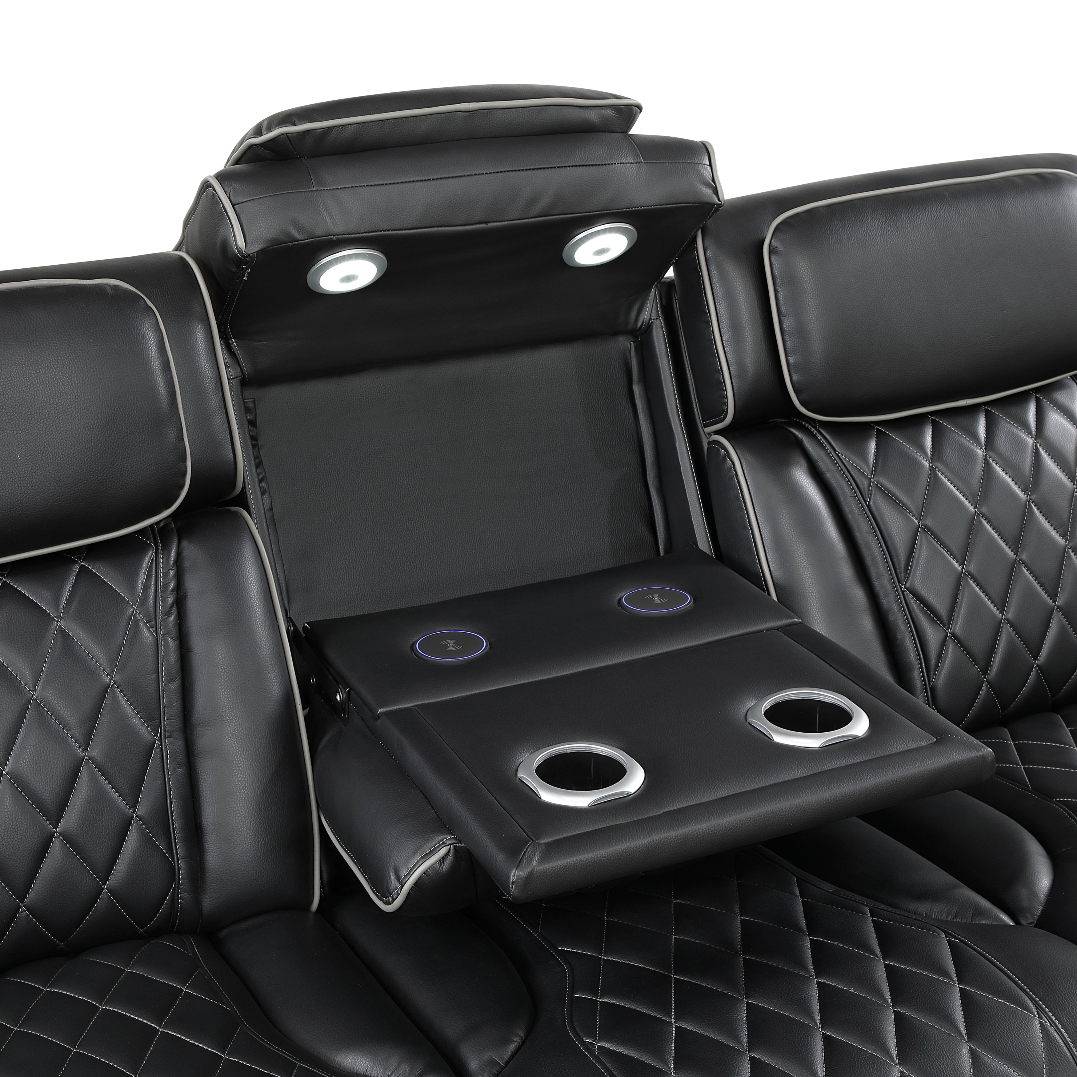 9516BLK*2PWH 2pc Set: Sofa, Love (Power) - 9516BLK*2PWH