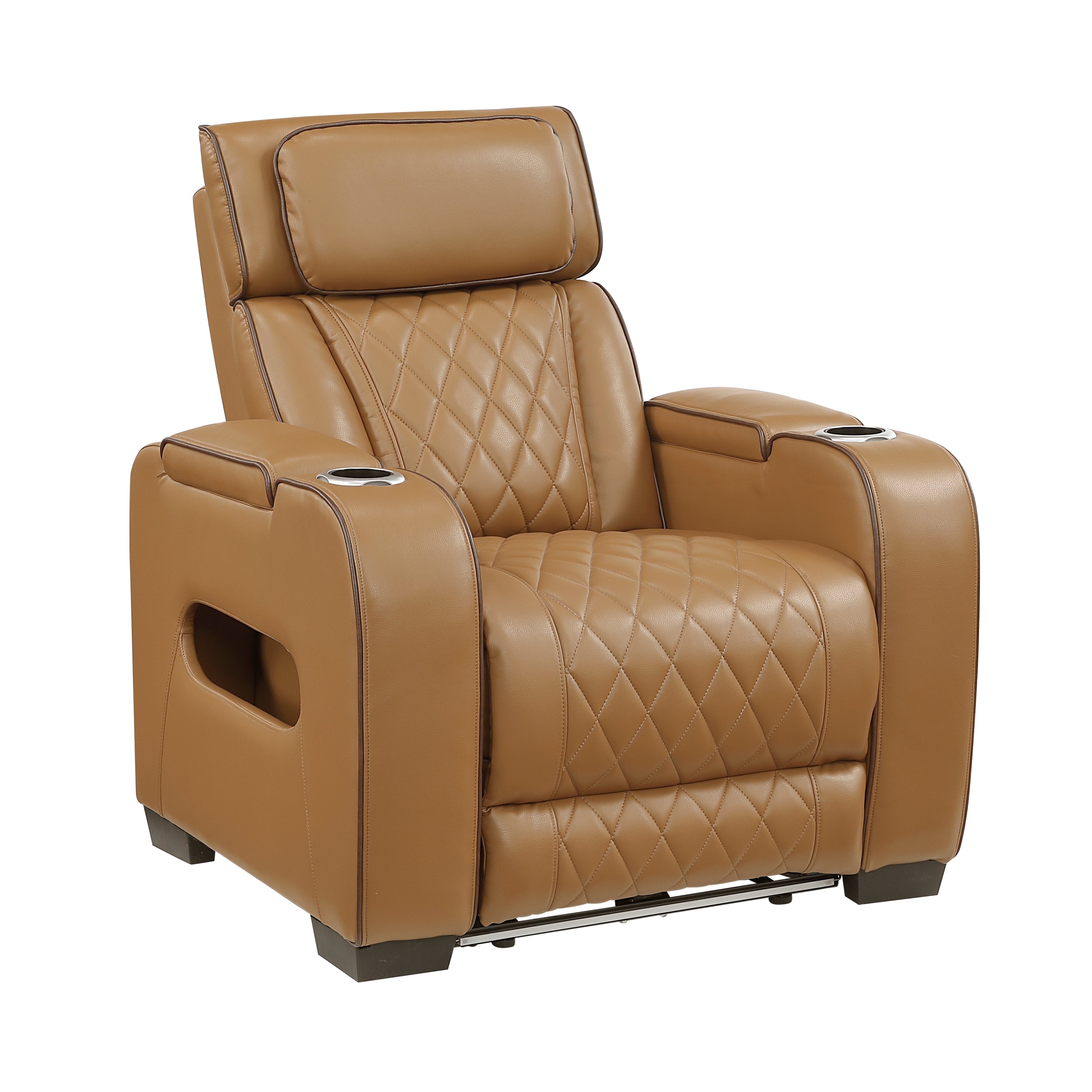 9516BRW-1PWH Power Reclining Chair with Power Headrest, Cup holders and Storage Arms(Top and Side), Charging Ports and LED lighting - 9516BRW-1PWH