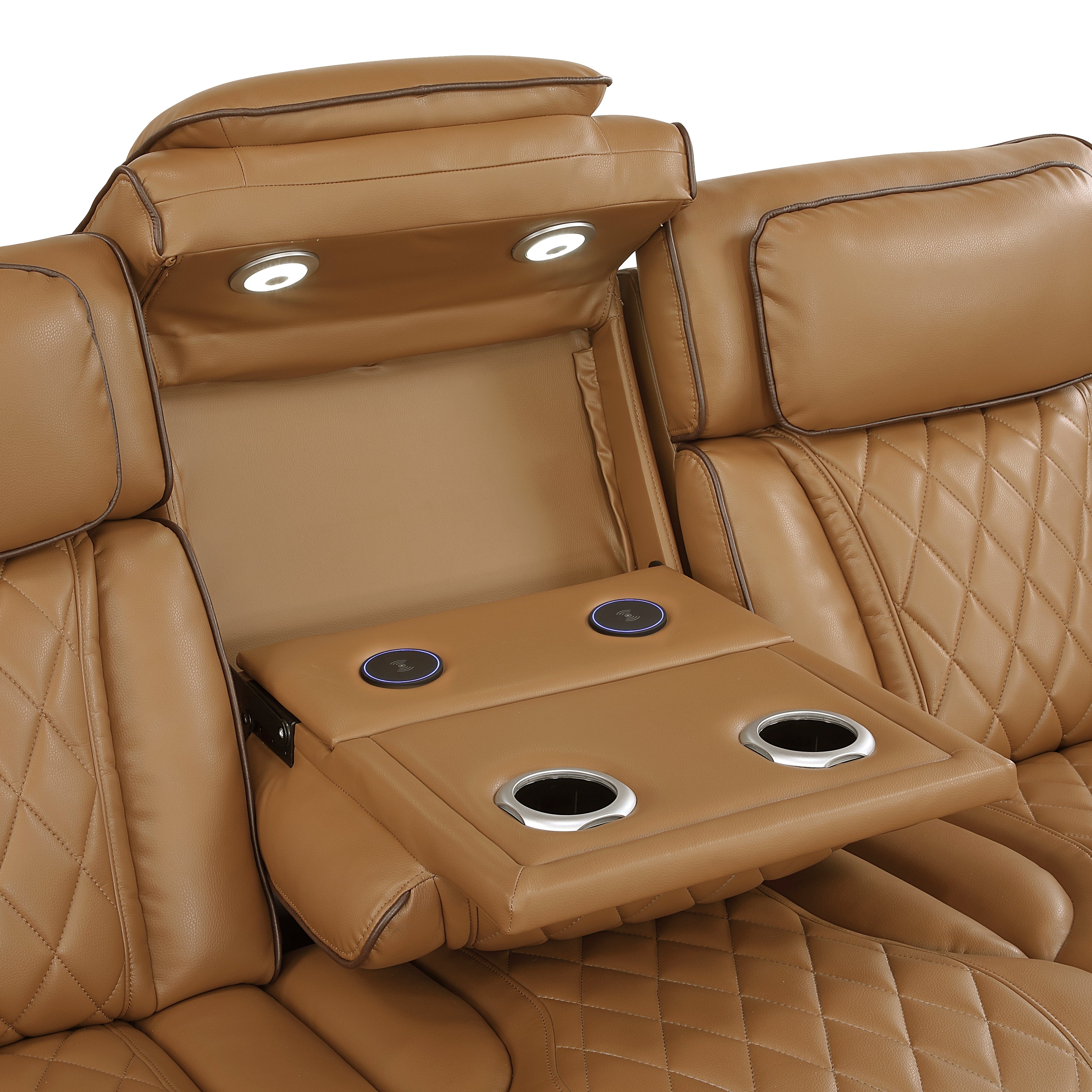 9516BRW*2PWH 2pc Set: Sofa, Love (Power) - 9516BRW*2PWH