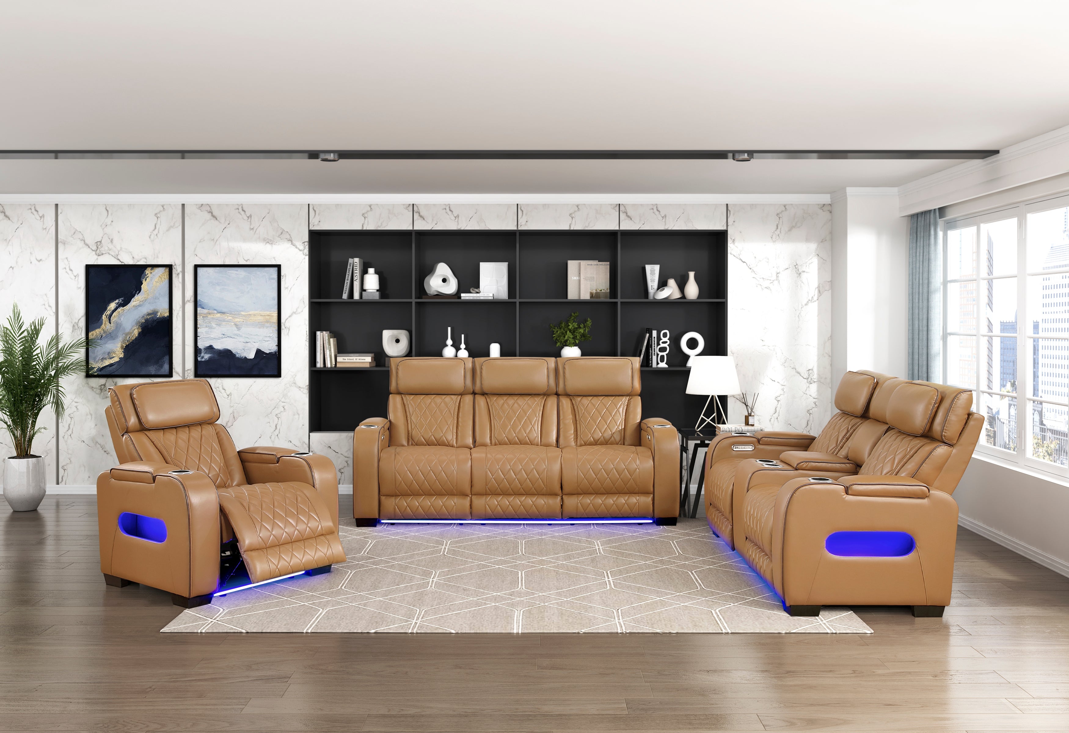 Fairway Brown Power Double Reclining Living Room Set from Homelegance - Luna Furniture