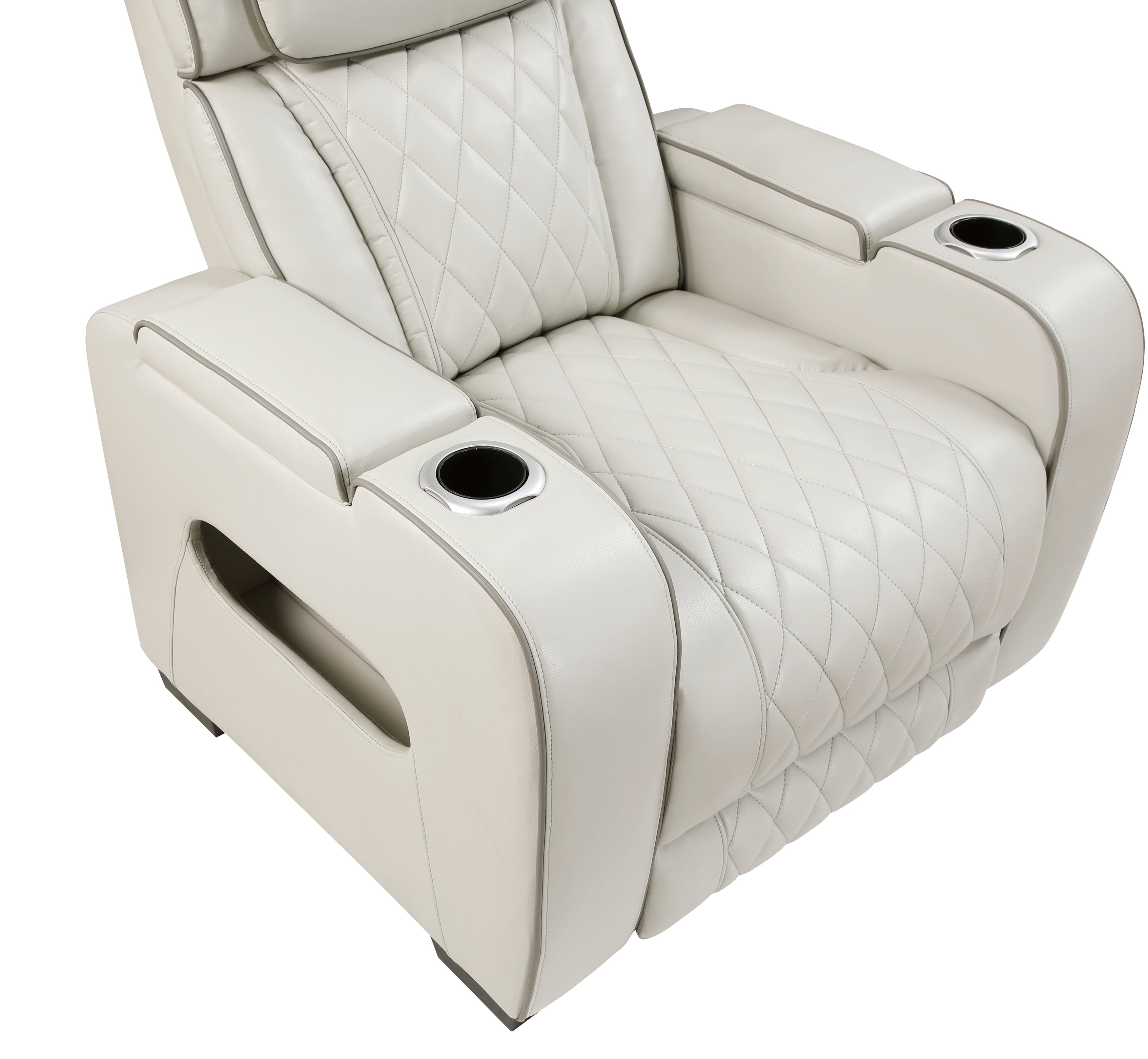 9516TPE-1PWH Power Reclining Chair with Power Headrest, Cup holders and Storage Arms(Top and Side), Charging Ports and LED lighting - 9516TPE-1PWH