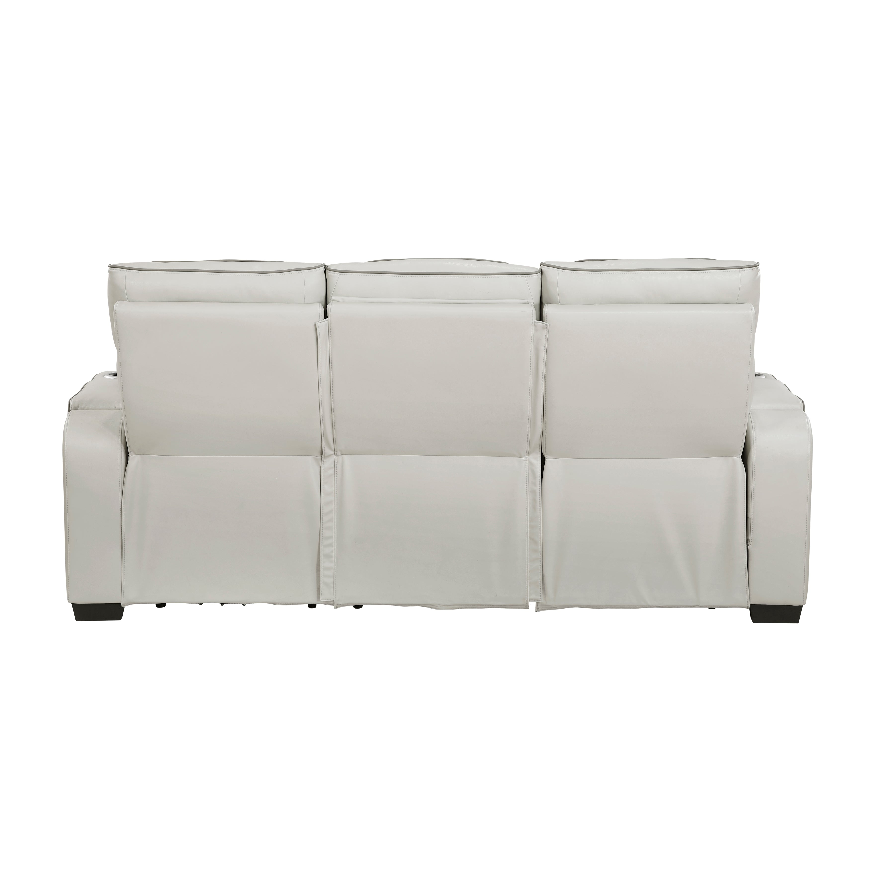 9516TPE-3PWH Power Double Reclining Sofa with Center Drop-Down Cup Holders, Power Headrests, Storage Arms(Top and Side), Cup holders and Reading Lights, Two Wireless Chargers, Charging Ports and LED Lighting - 9516TPE-3PWH