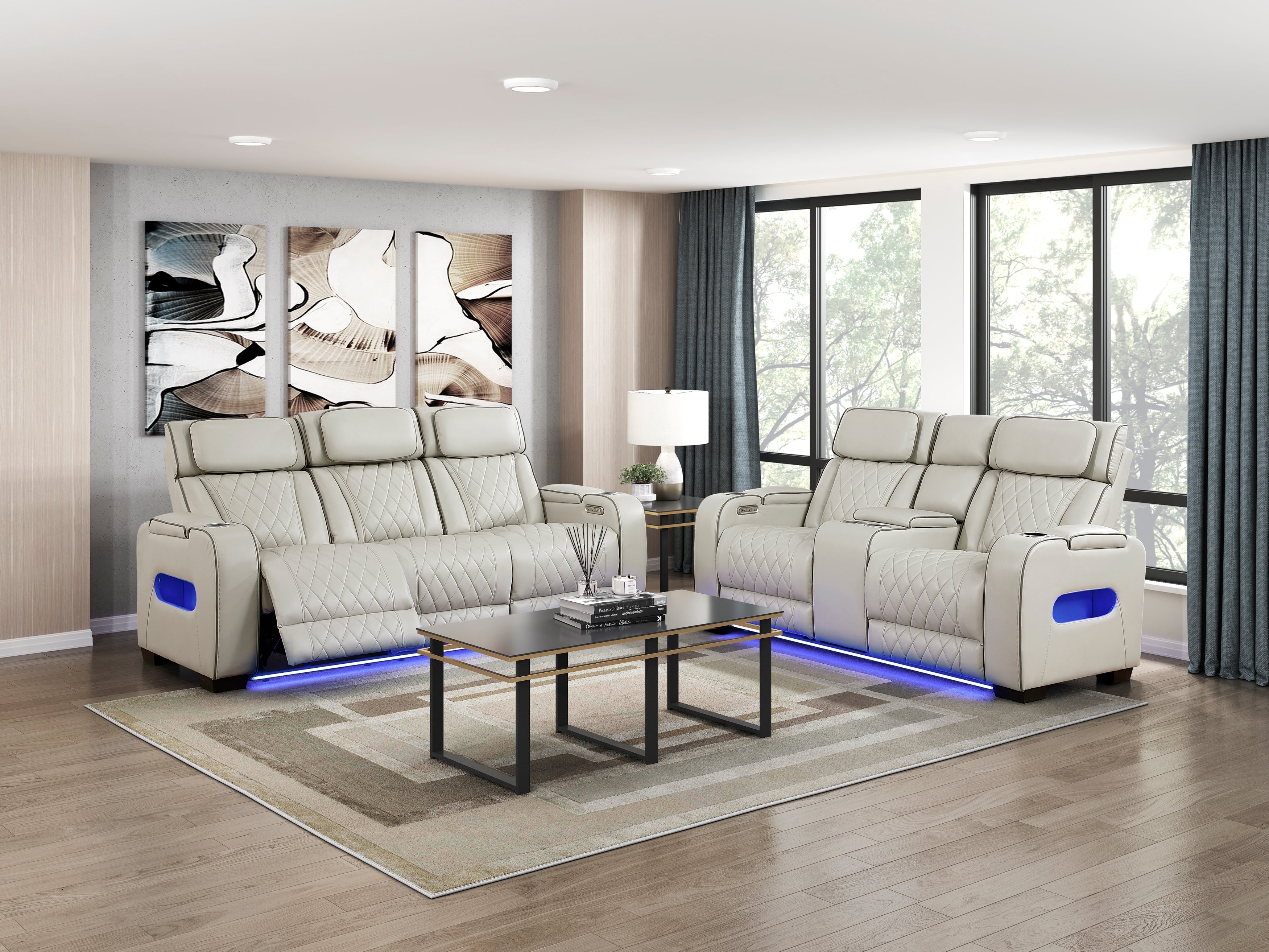 Fairway Taupe Power Double Reclining Living Room Set from Homelegance - Luna Furniture