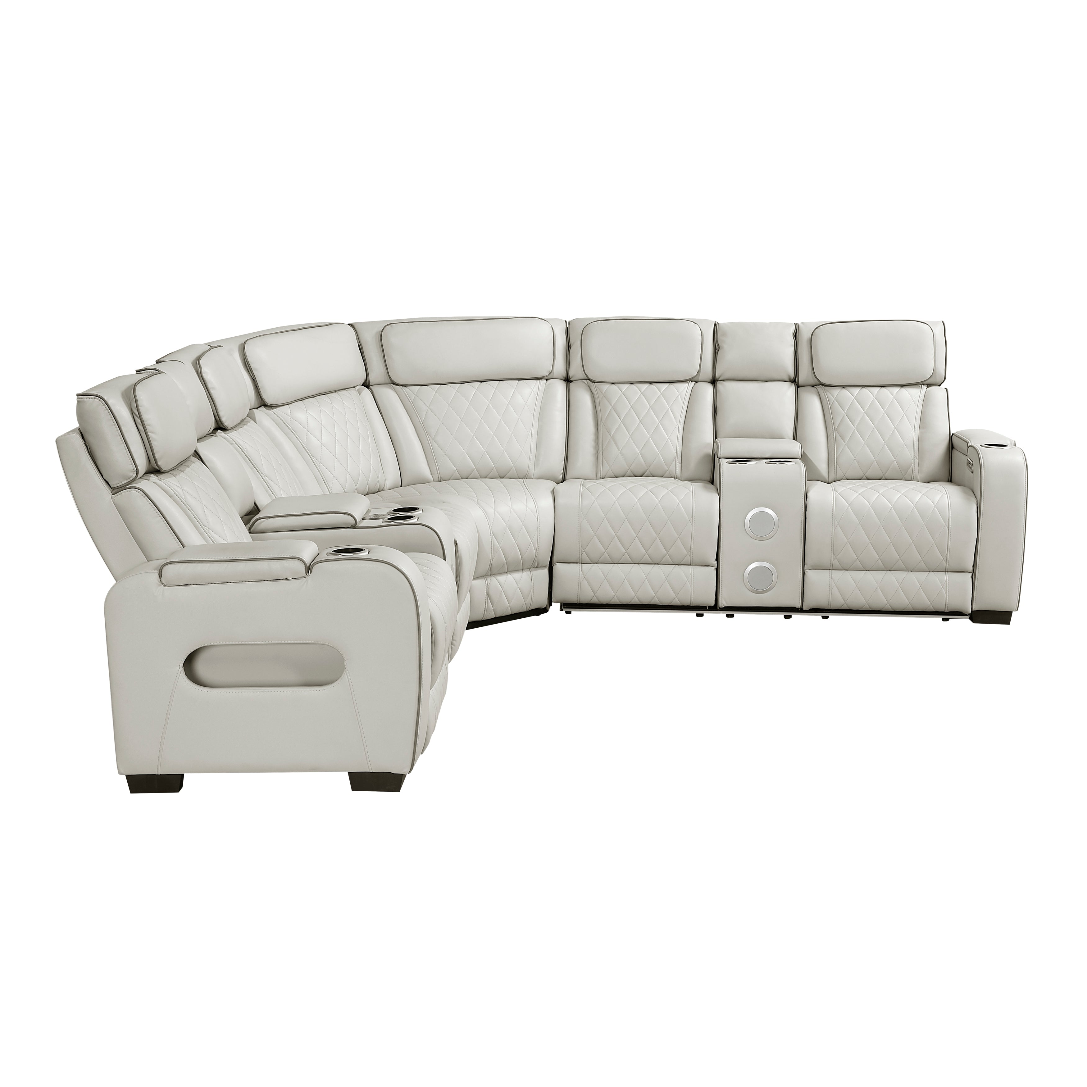 9516TPES*32LCN2RCNPWH (3)3-Piece Power Reclining Sectional with Consoles, Power Headrests, Storage Arms(Top and Side), Cup holders, Charging Ports, Wireless speakers and LED lighting - 9516TPES*32LCN2RCNPWH