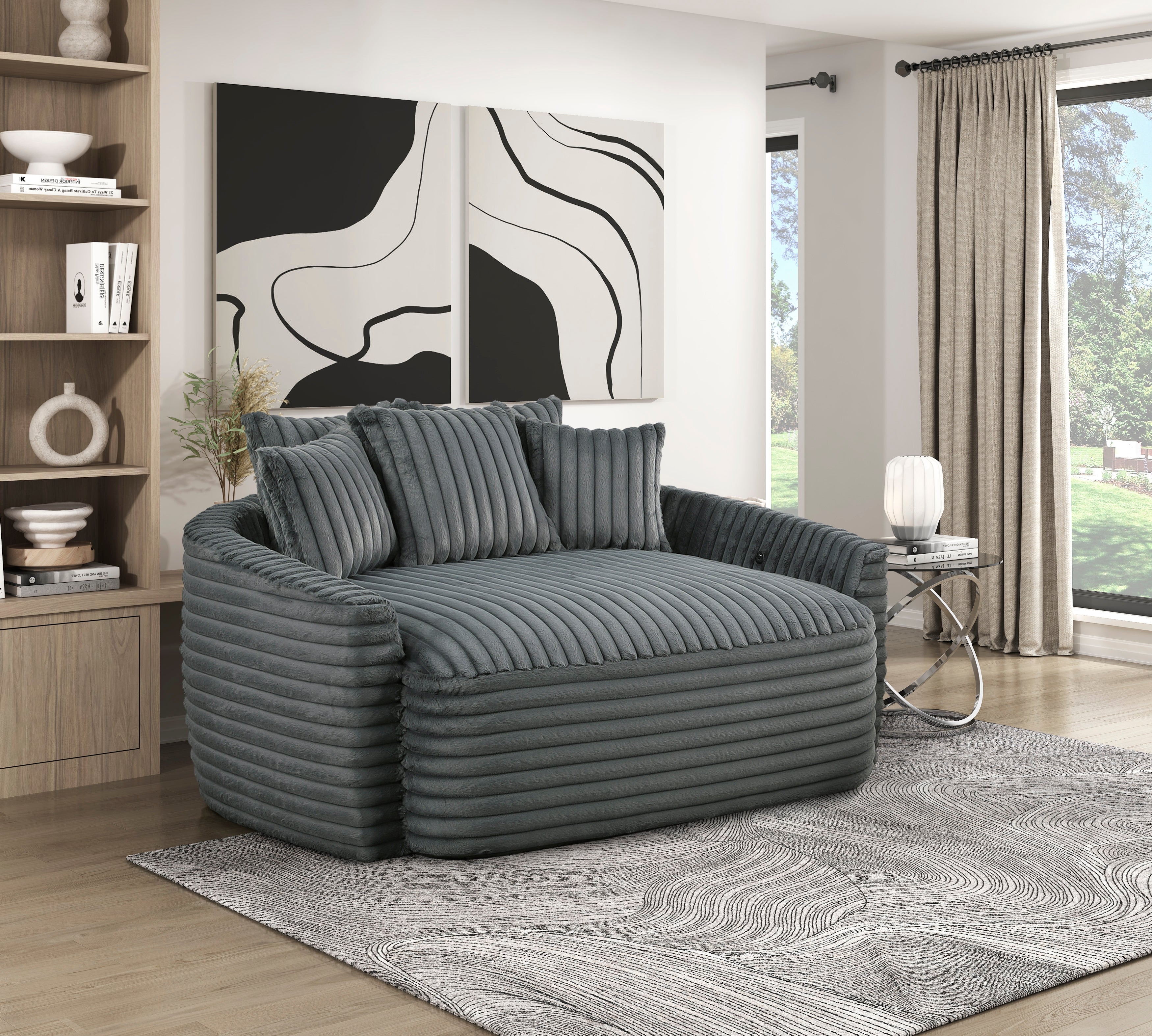 9539DGY-5* (2)Oversized Chaise Lounge - 9539DGY-5*