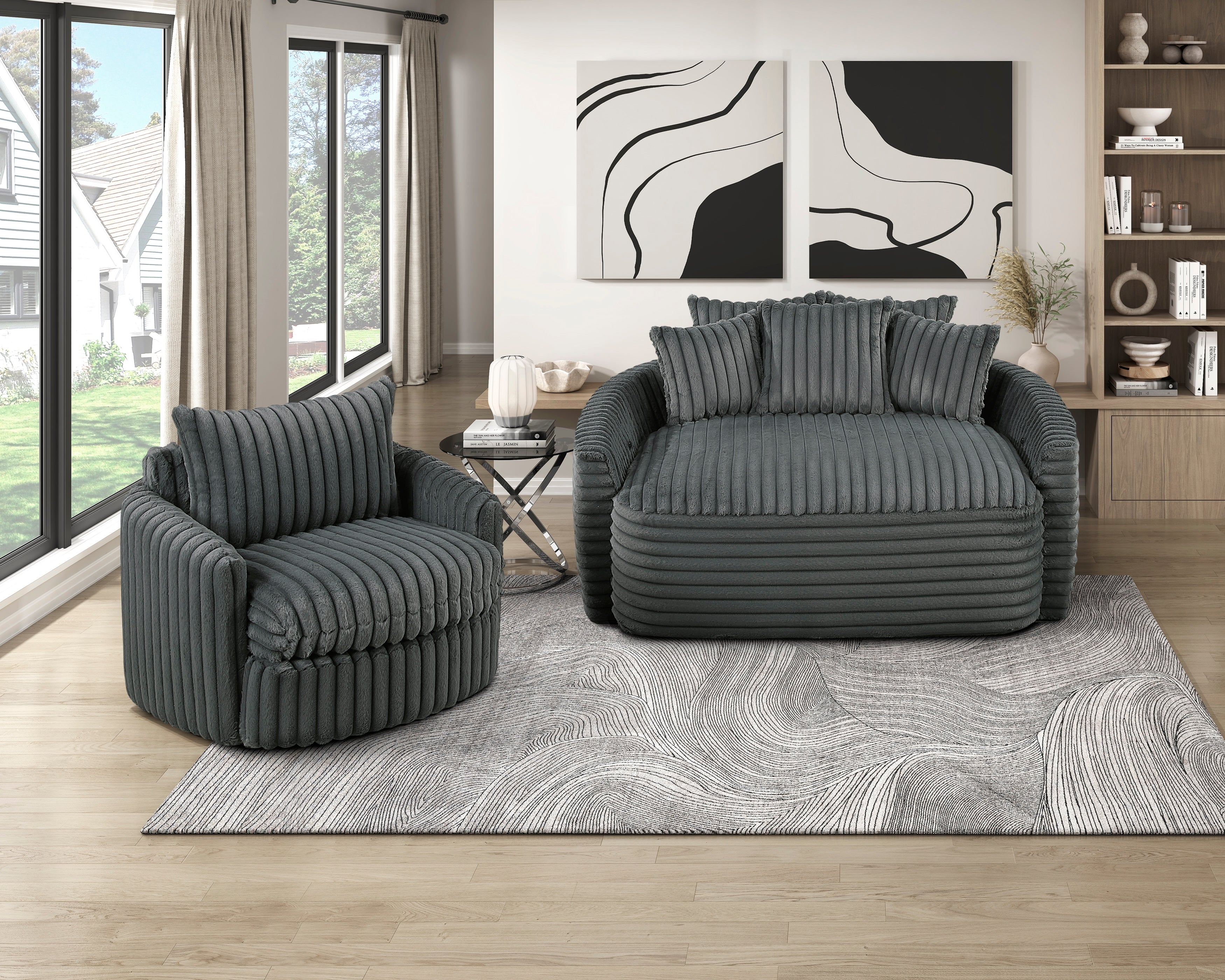 9539DGY-5* (2)Oversized Chaise Lounge - 9539DGY-5*