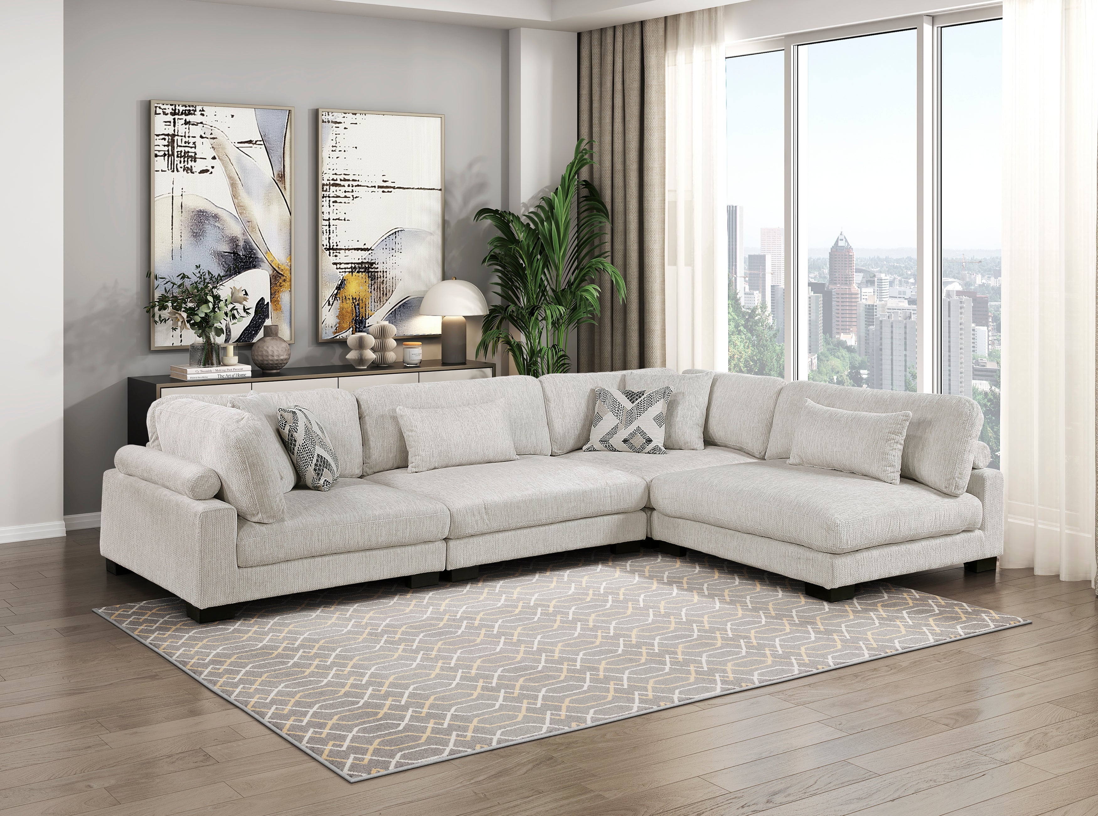 9555BEG*42CR2AC (4)4-Piece Modular Sectional - 9555BEG*42CR2AC