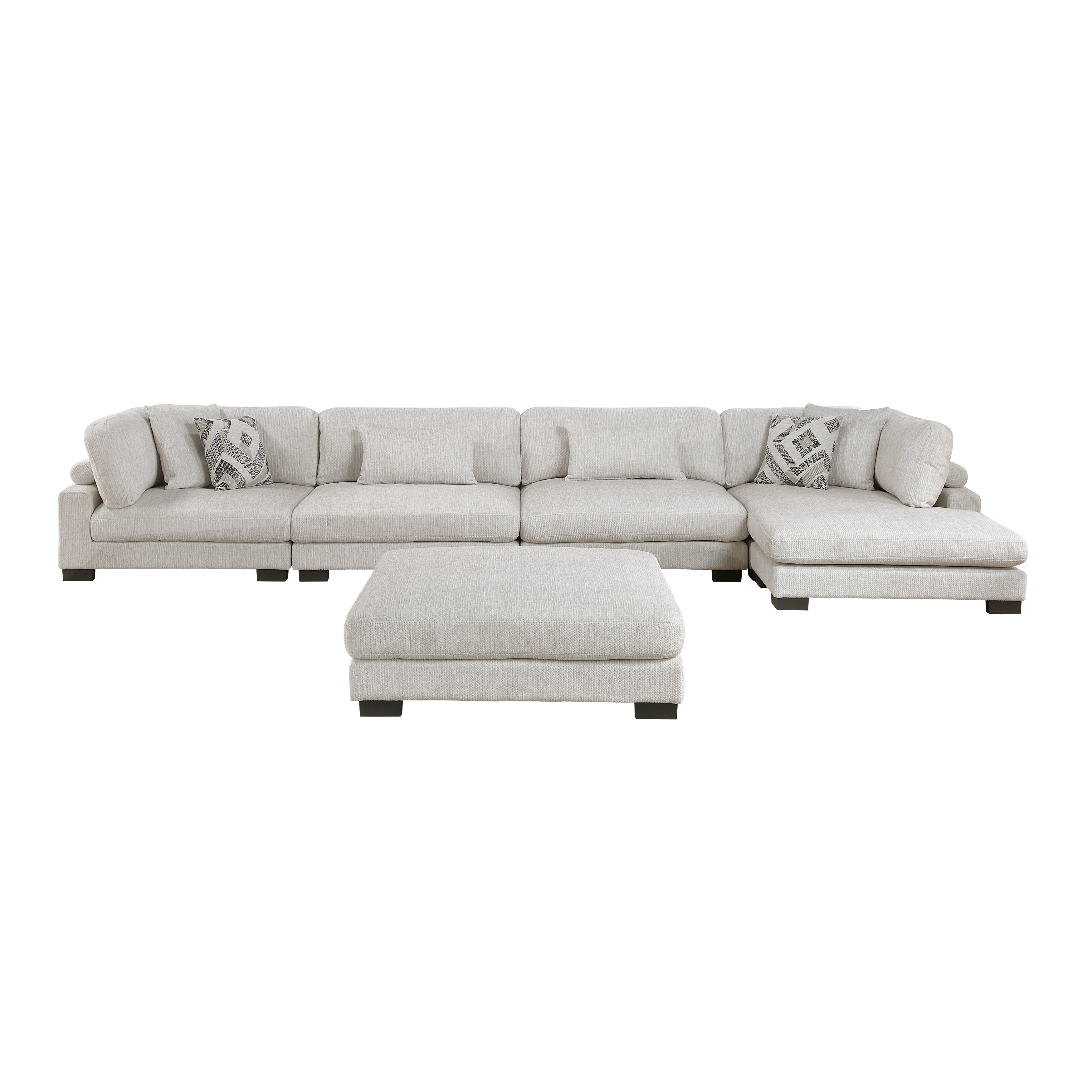 9555BEG*5CR2ACVCOT (5)5-Piece Modular Sectional with Chaise and Ottoman - 9555BEG*5CR2ACVCOT