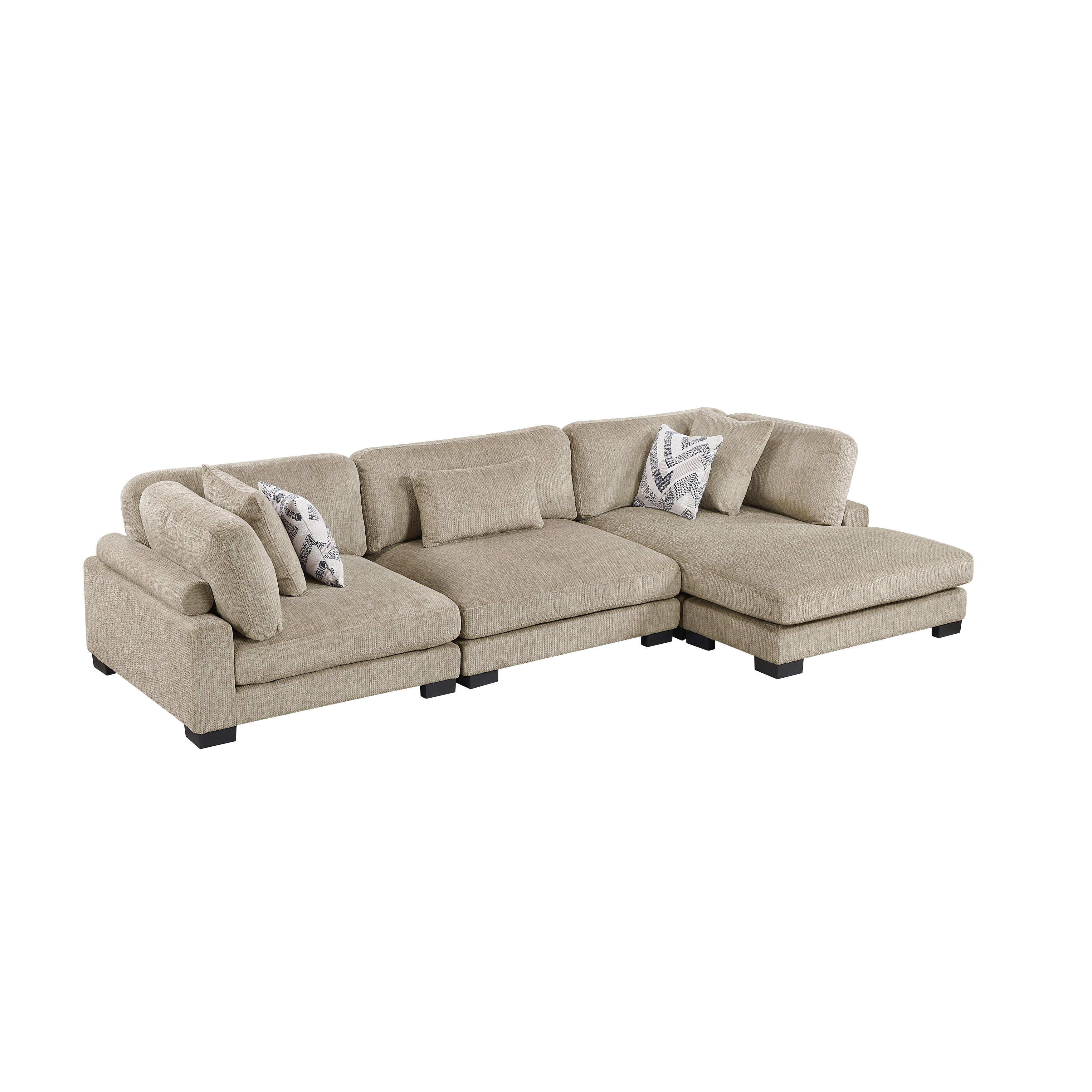 9555BRW*3CRACVC (3)3-Piece Modular Sectional with Chaise - 9555BRW*3CRACVC