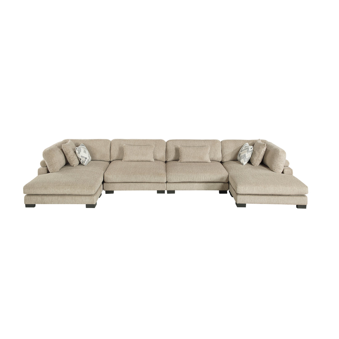 9555BRW*42AC2VC (4)4-Piece Modular Sectional with Chaise - 9555BRW*42AC2VC
