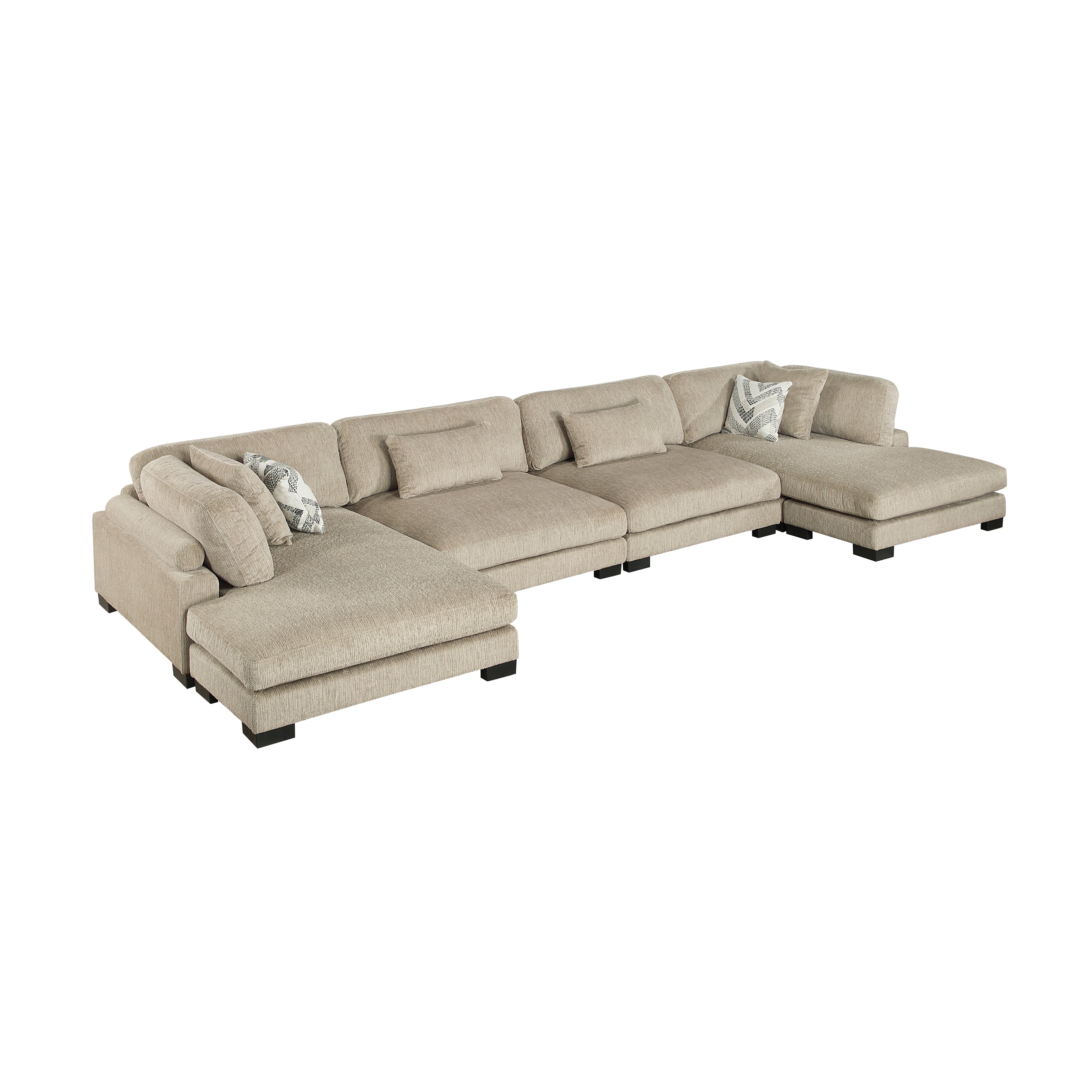 9555BRW*42AC2VC (4)4-Piece Modular Sectional with Chaise - 9555BRW*42AC2VC