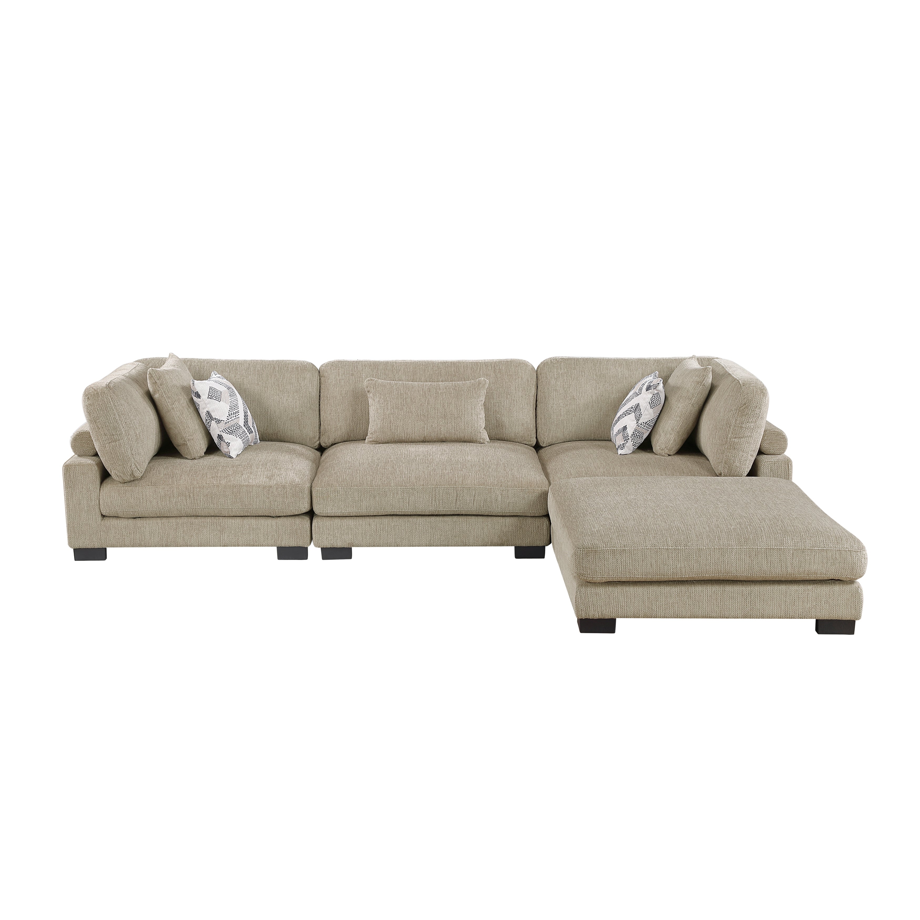 9555BRW*42CRACOT 4)4-Piece Modular Sectional with Ottoman - 9555BRW*42CRACOT