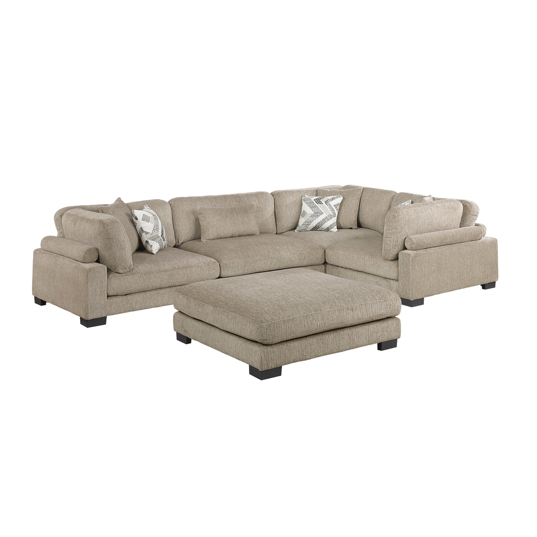 9555BRW*53CRACOT (5)5-Piece Modular Sectional with Ottoman - 9555BRW*53CRACOT