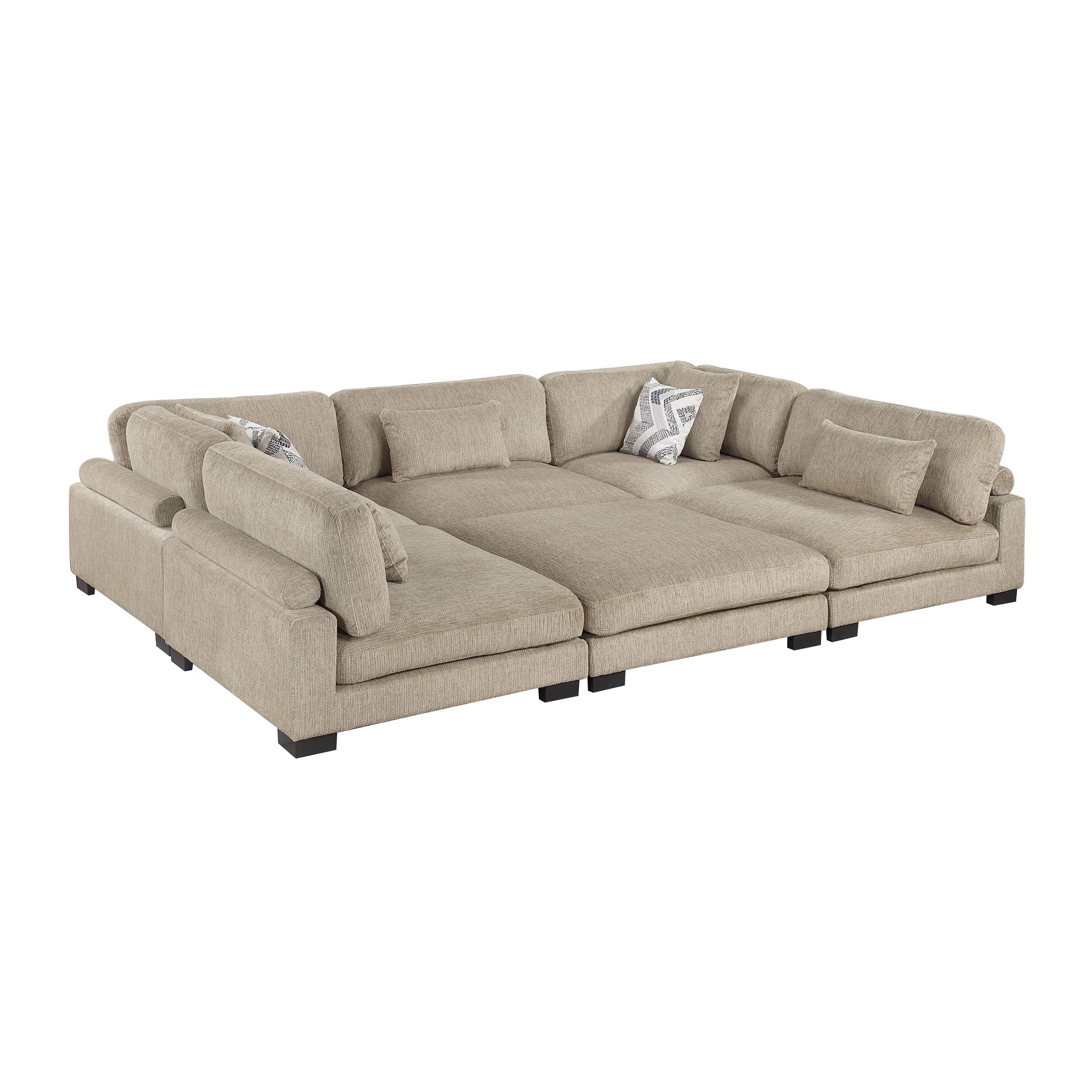 9555BRW*62CR3ACOT (6)6-Piece Modular Sectional with Ottoman - 9555BRW*62CR3ACOT