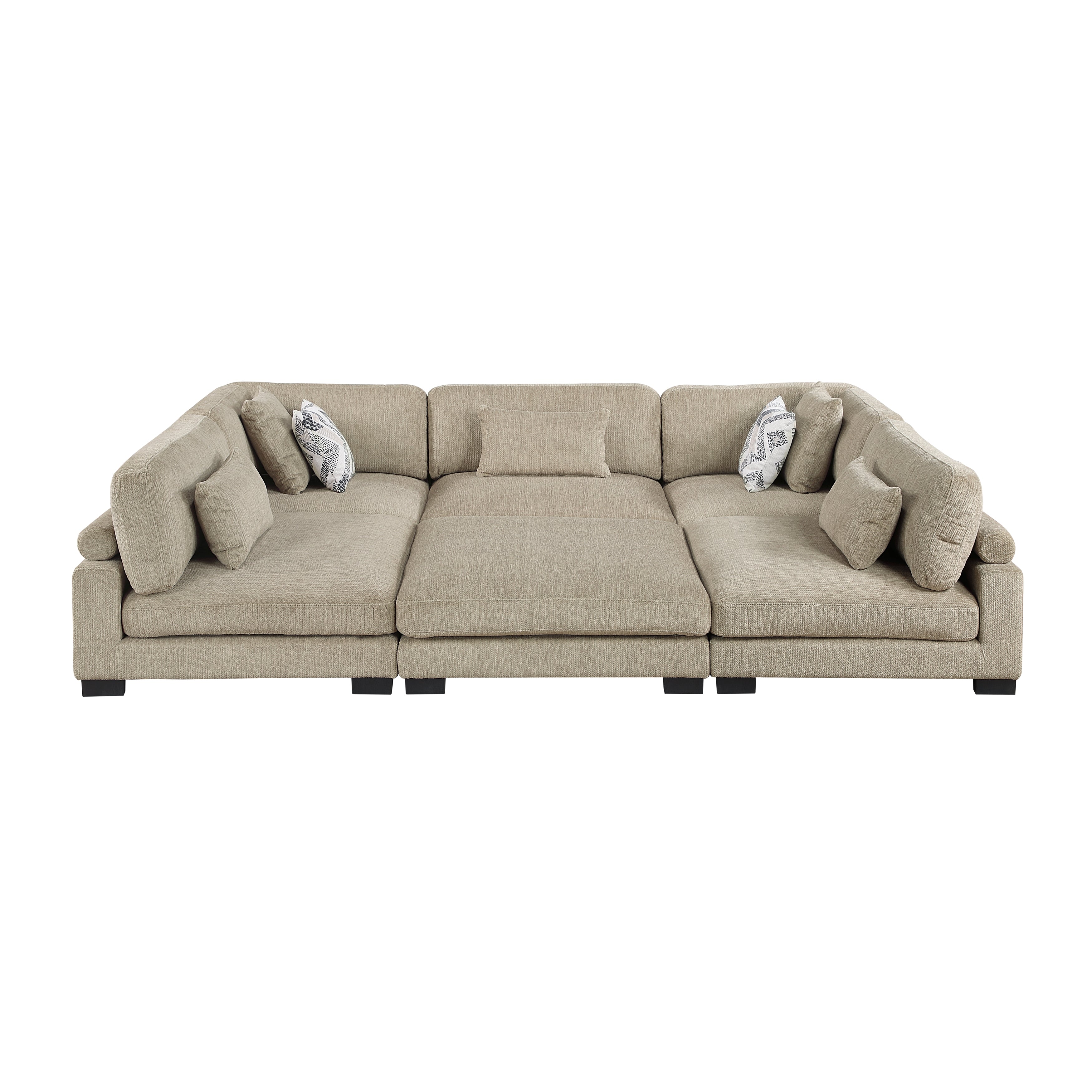 9555BRW*62CR3ACOT (6)6-Piece Modular Sectional with Ottoman - 9555BRW*62CR3ACOT
