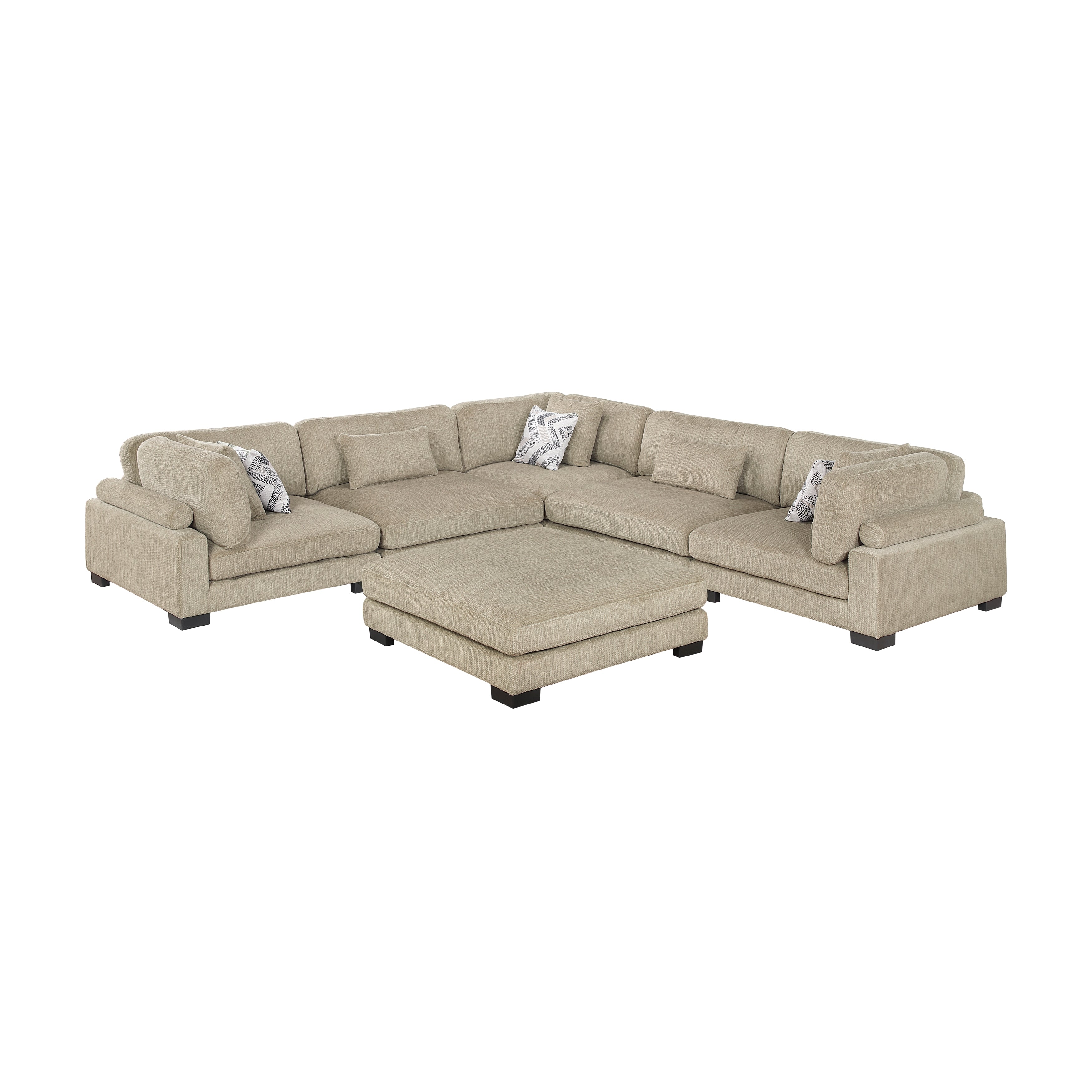 9555BRW*63CR2ACOT (6)6-Piece Modular Sectional with Ottoman - 9555BRW*63CR2ACOT