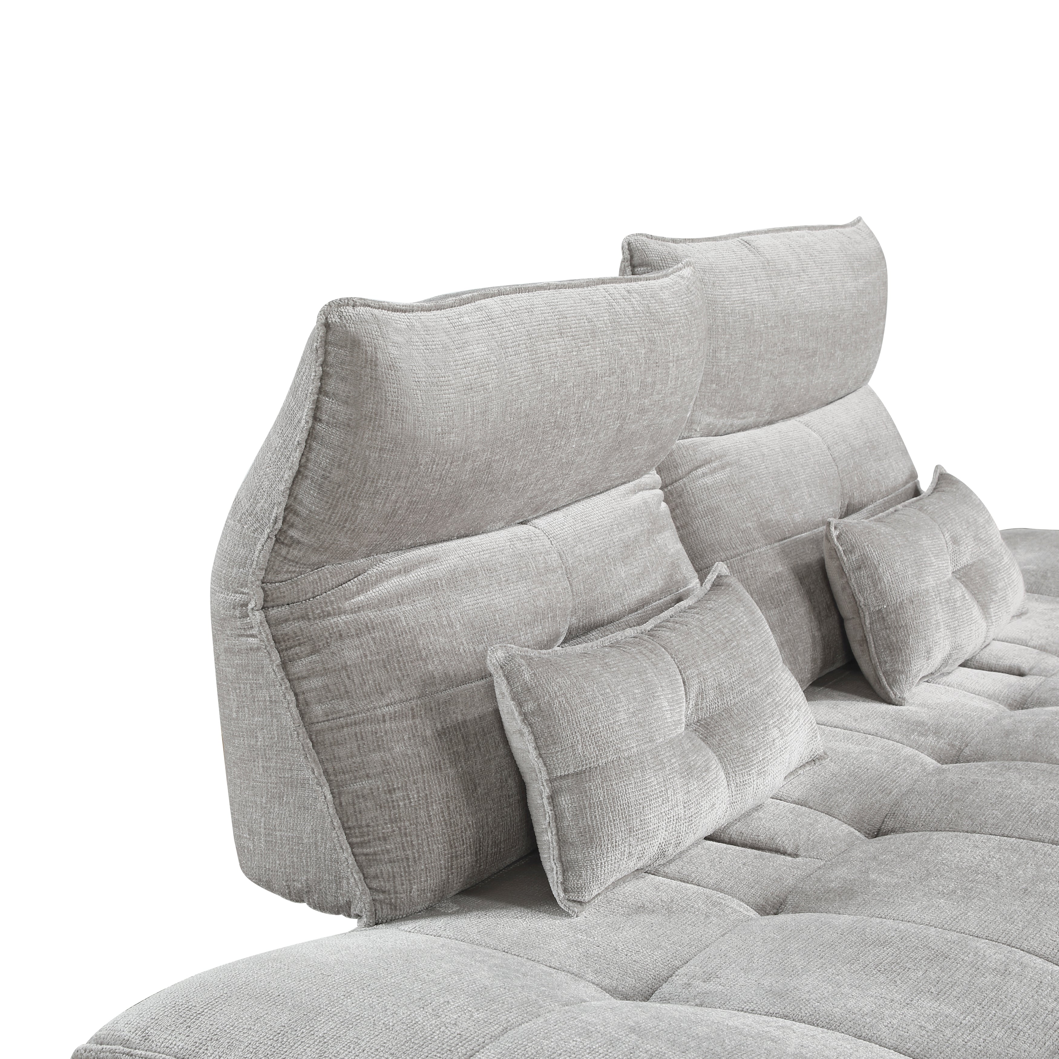 9556LGY-3PW Sofa with Power Adjustable Seat Depth and Manual Adjustable Headrests - 9556LGY-3PW