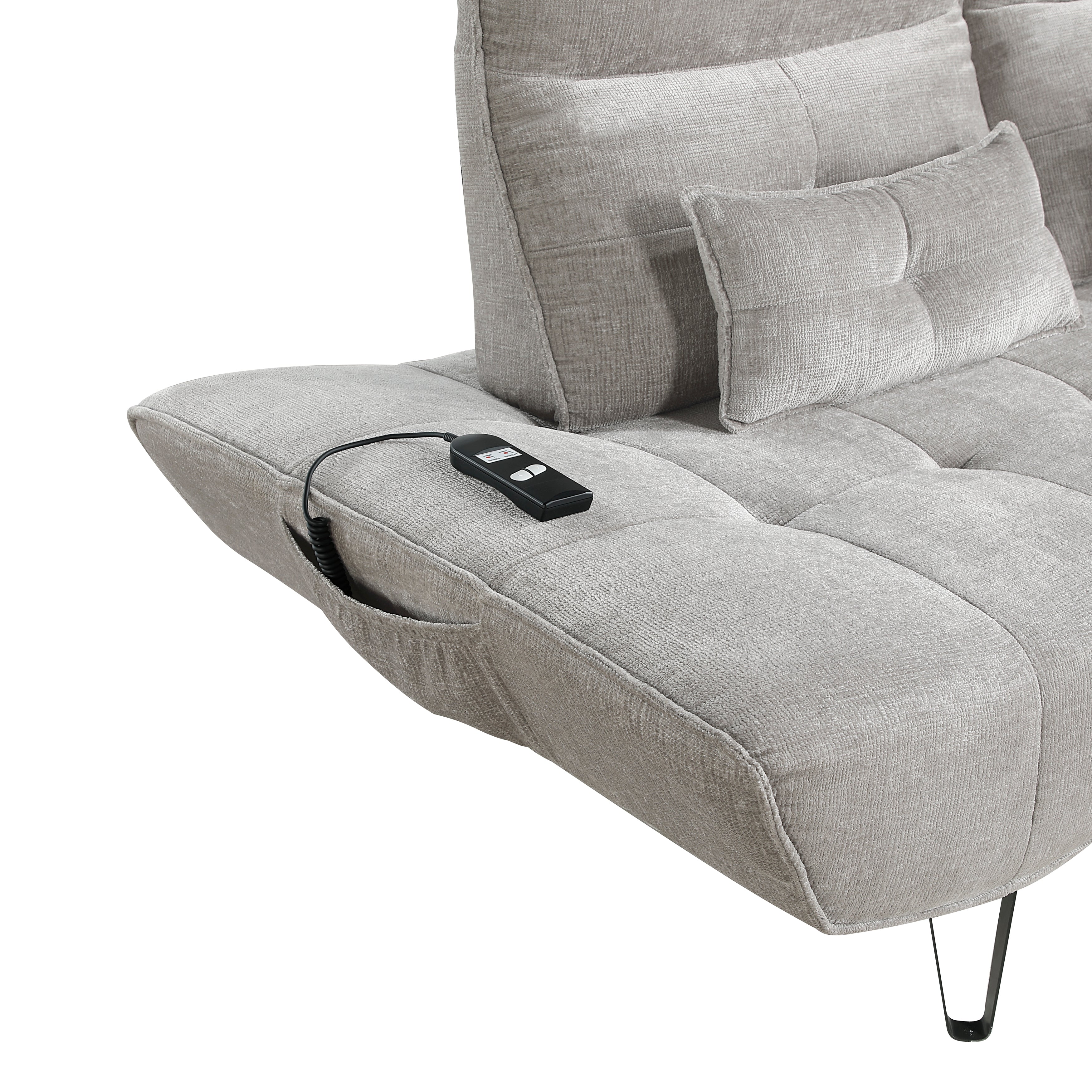 9556LGY-3PW Sofa with Power Adjustable Seat Depth and Manual Adjustable Headrests - 9556LGY-3PW