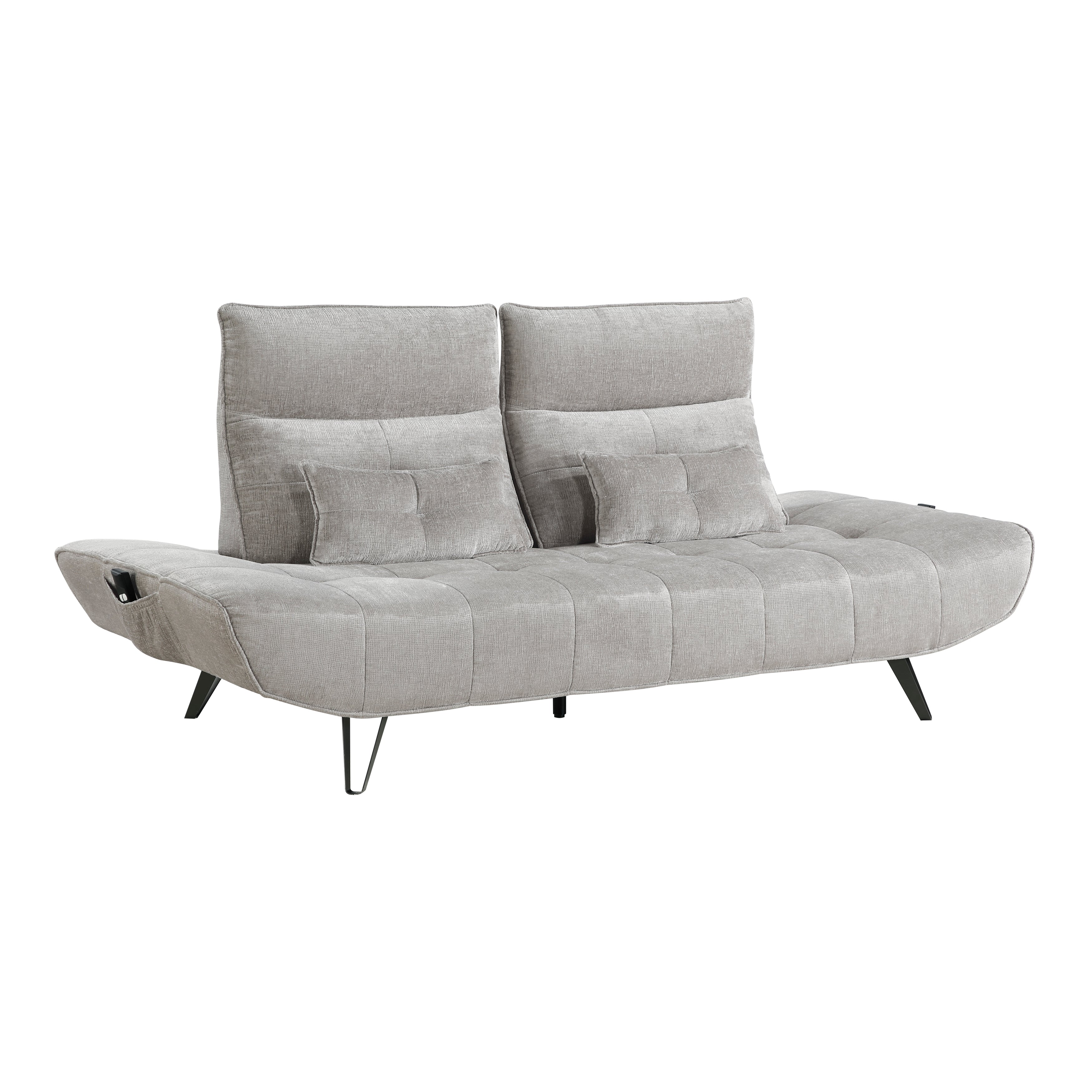 9556LGY-3PW Sofa with Power Adjustable Seat Depth and Manual Adjustable Headrests - 9556LGY-3PW