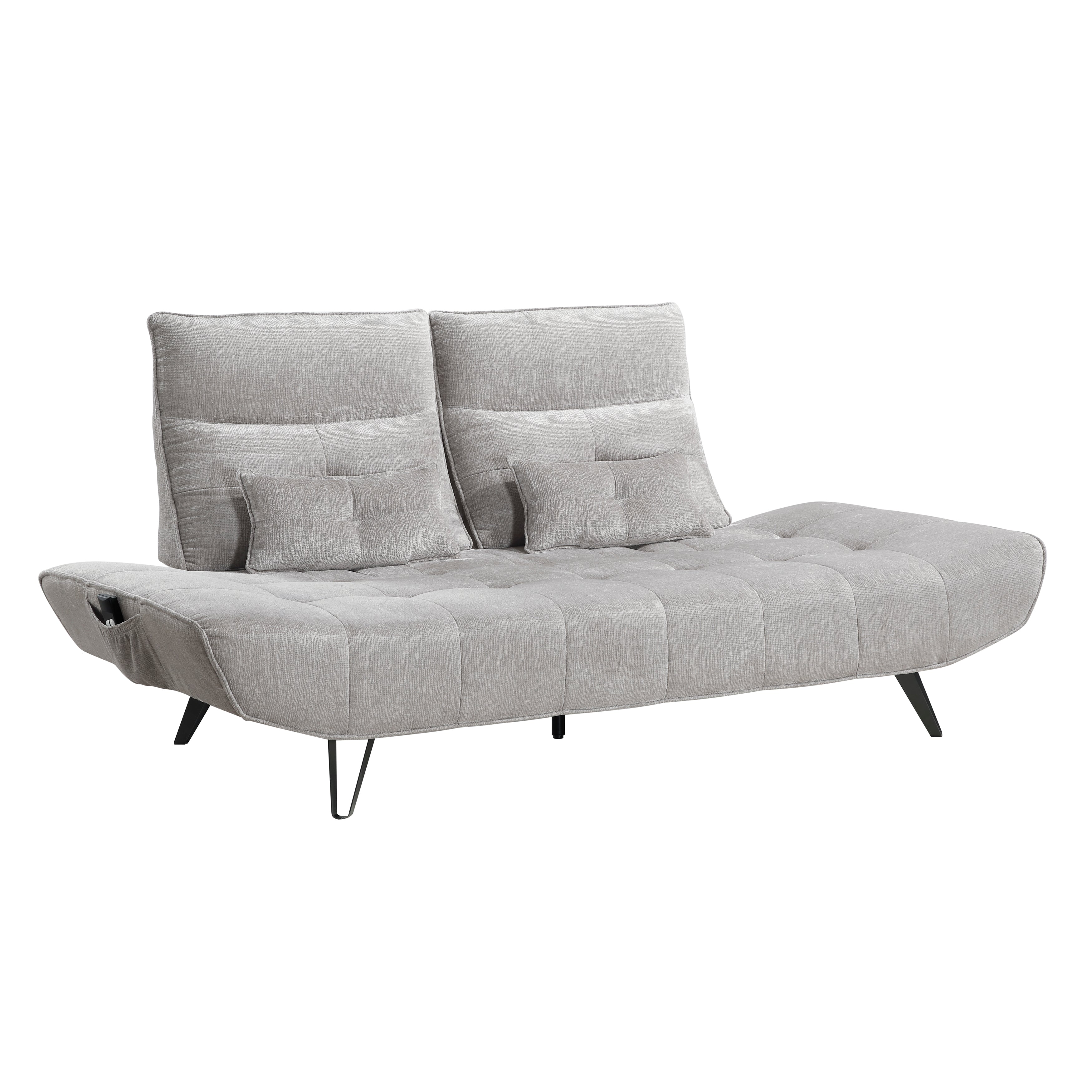 9556LGY-3PW Sofa with Power Adjustable Seat Depth and Manual Adjustable Headrests - 9556LGY-3PW
