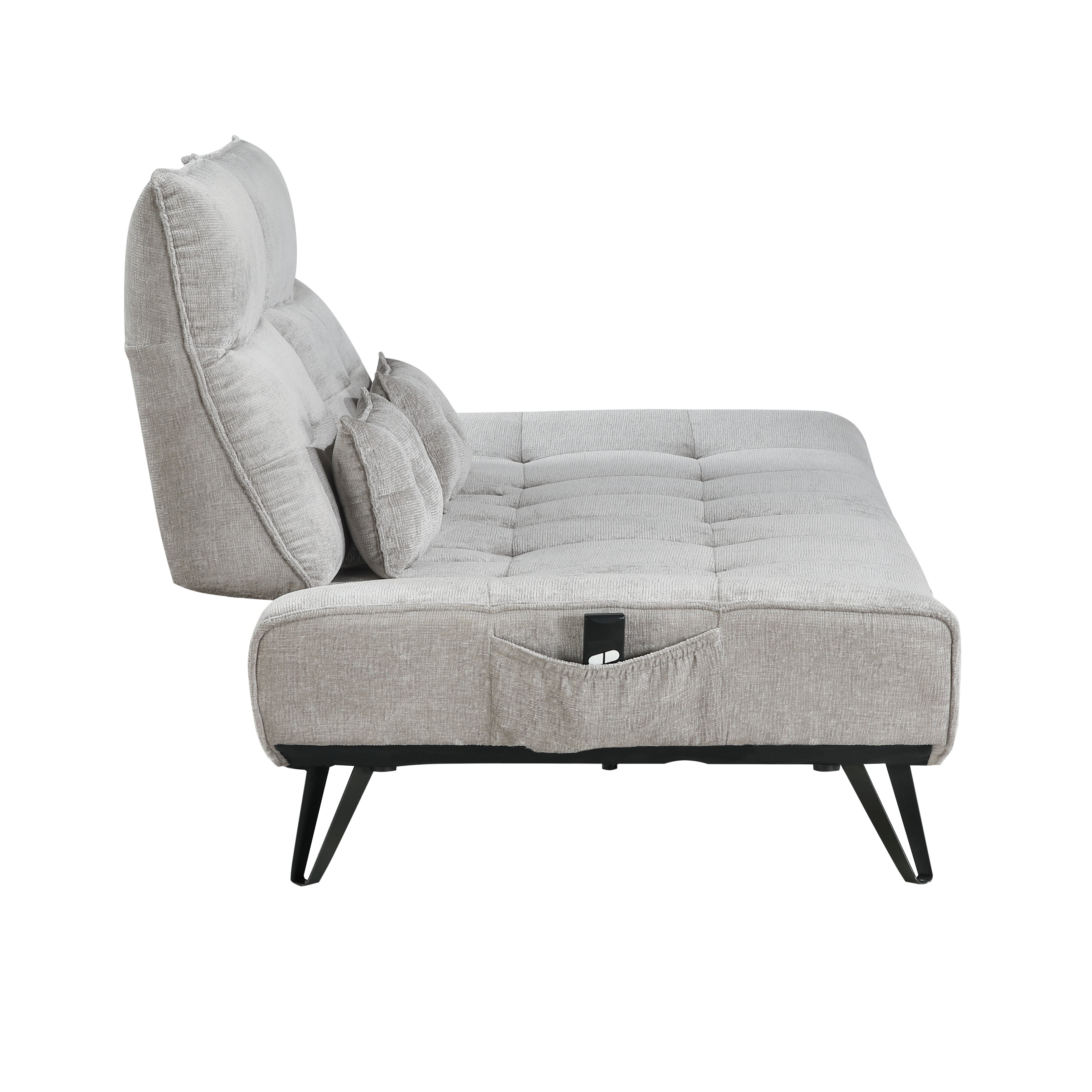 9556LGY-3PW Sofa with Power Adjustable Seat Depth and Manual Adjustable Headrests - 9556LGY-3PW