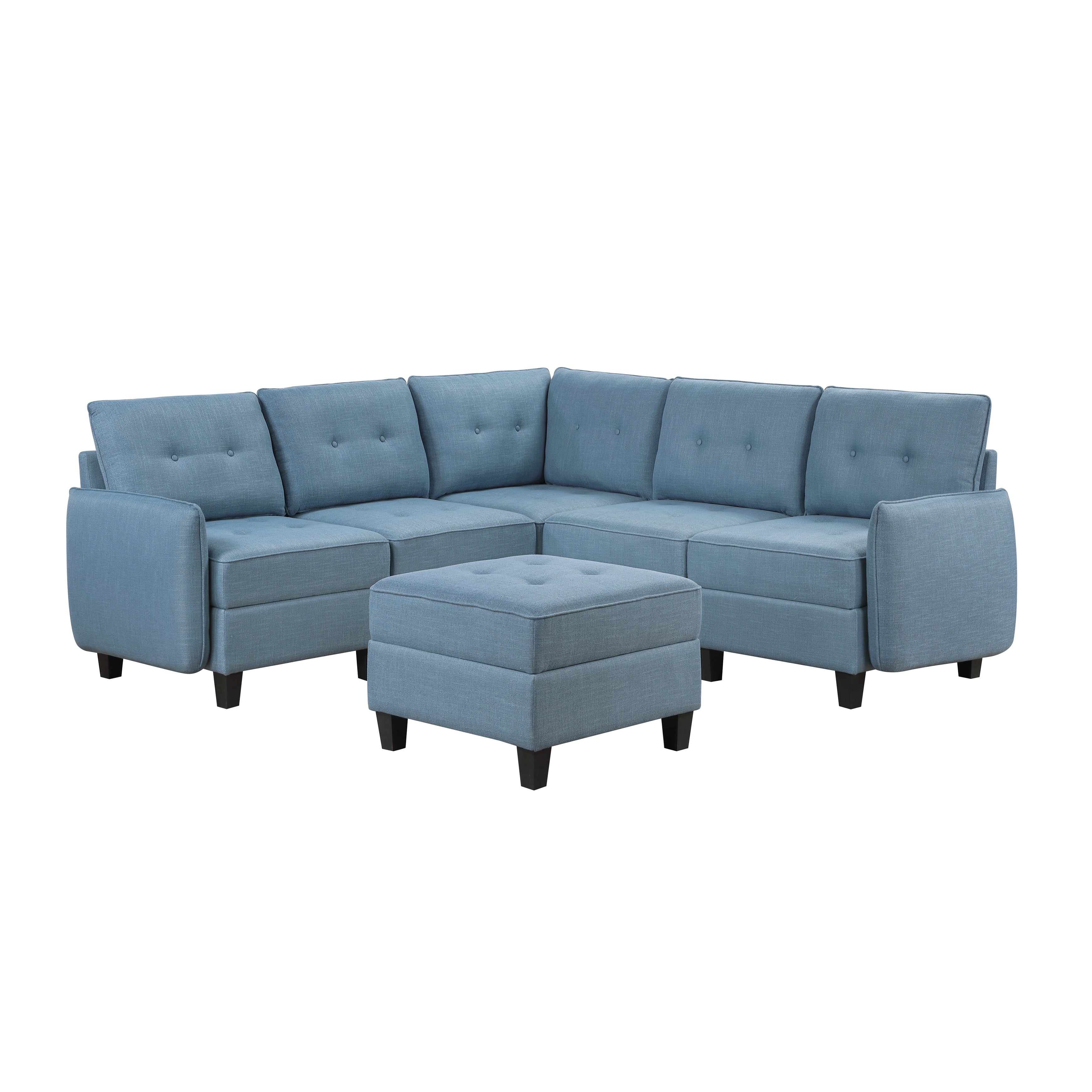 9557BUE*6SCOT (6)6-Piece Sectional with Storage and Ottoman - 9557BUE*6SCOT