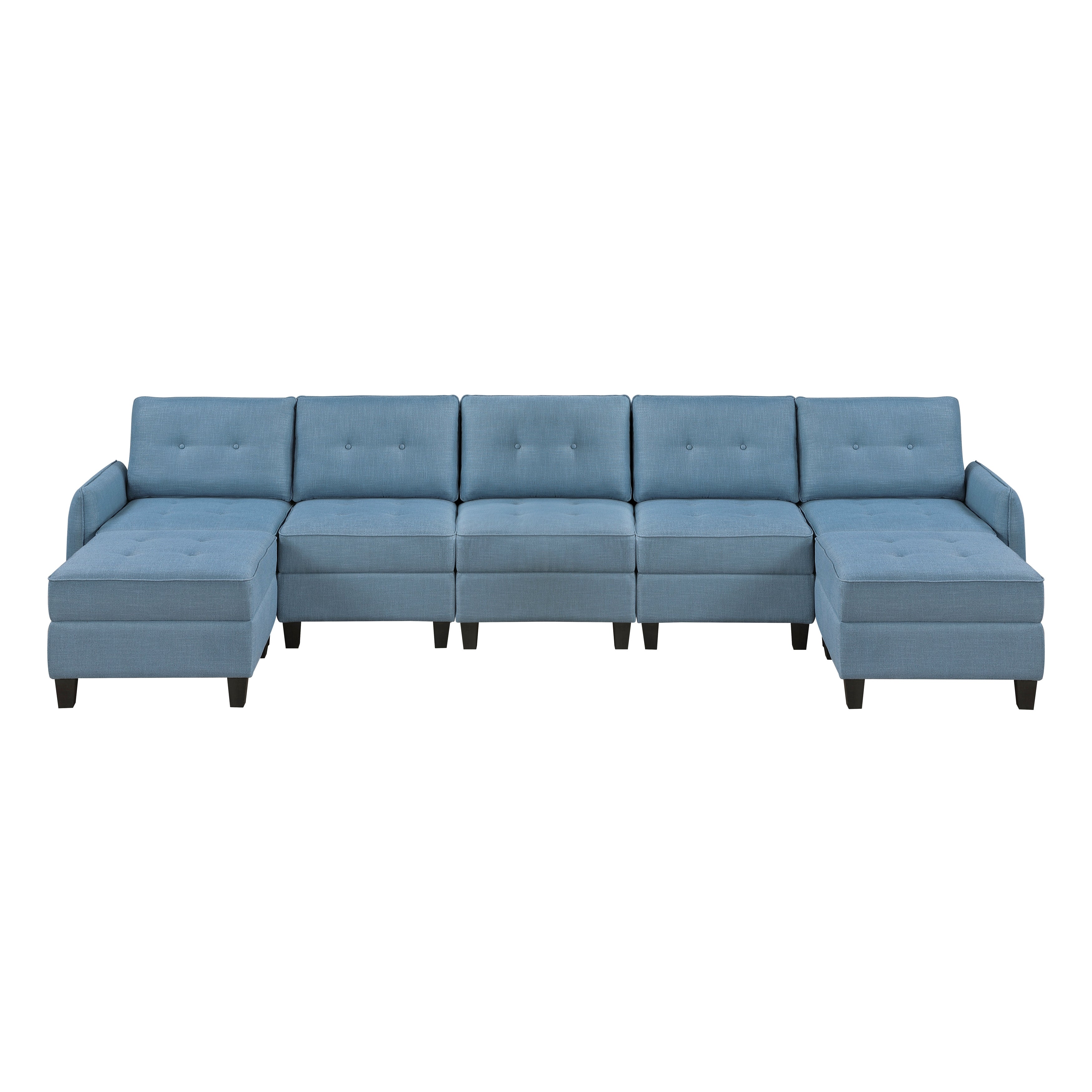 9557BUE*7SC2OT (7)7-Piece Sectional with Storage and Two Ottomans - 9557BUE*7SC2OT