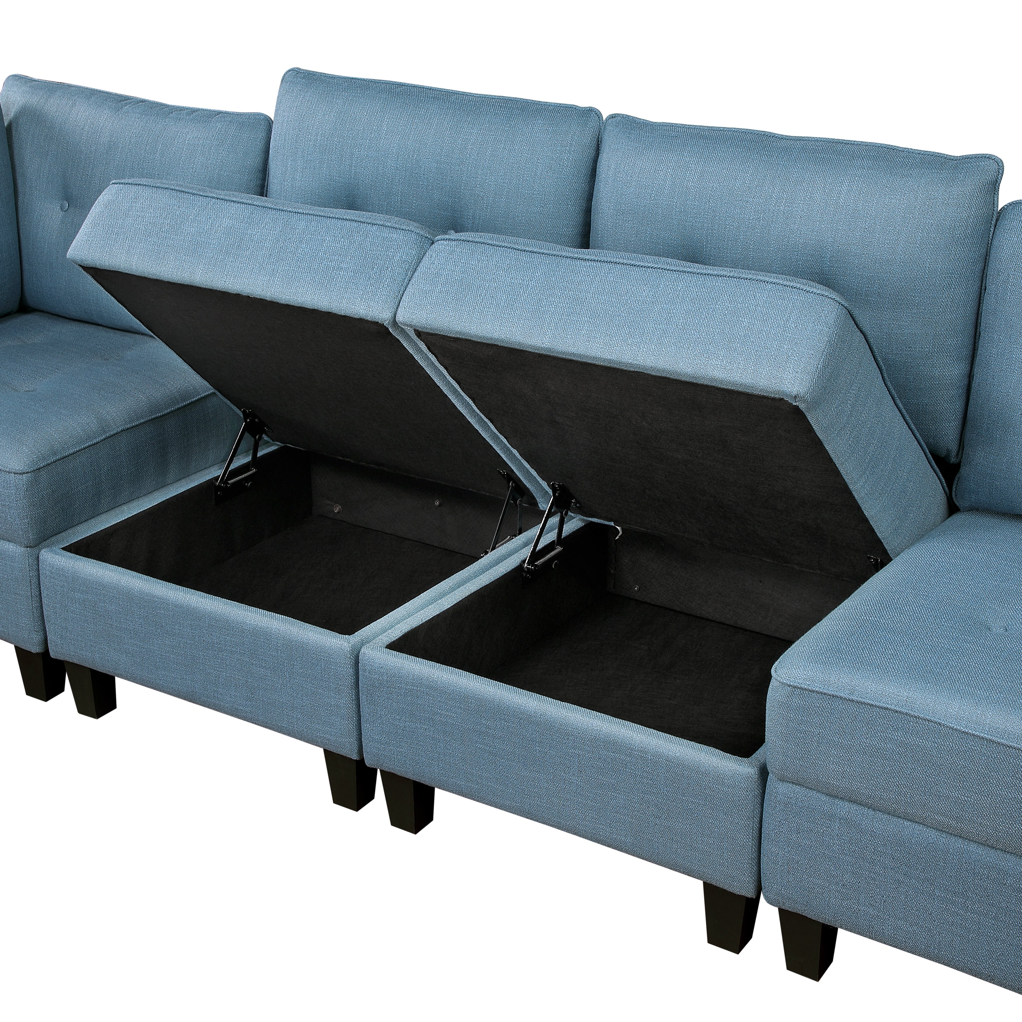 9557BUE*7SC2OT (7)7-Piece Sectional with Storage and Two Ottomans - 9557BUE*7SC2OT