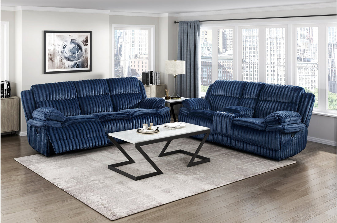 Goodland Blue Double Reclining Living Room Set from Homelegance - Luna Furniture