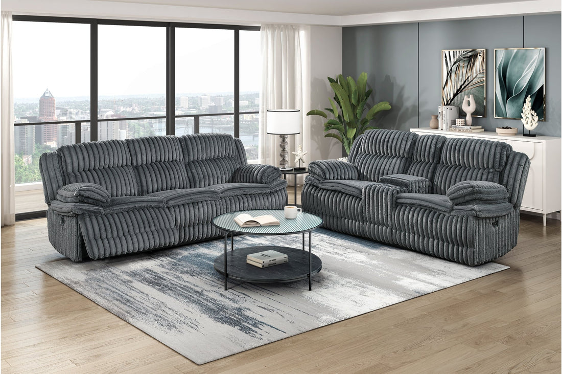 Goodland Dark Gray Double Reclining Living Room Set from Homelegance - Luna Furniture