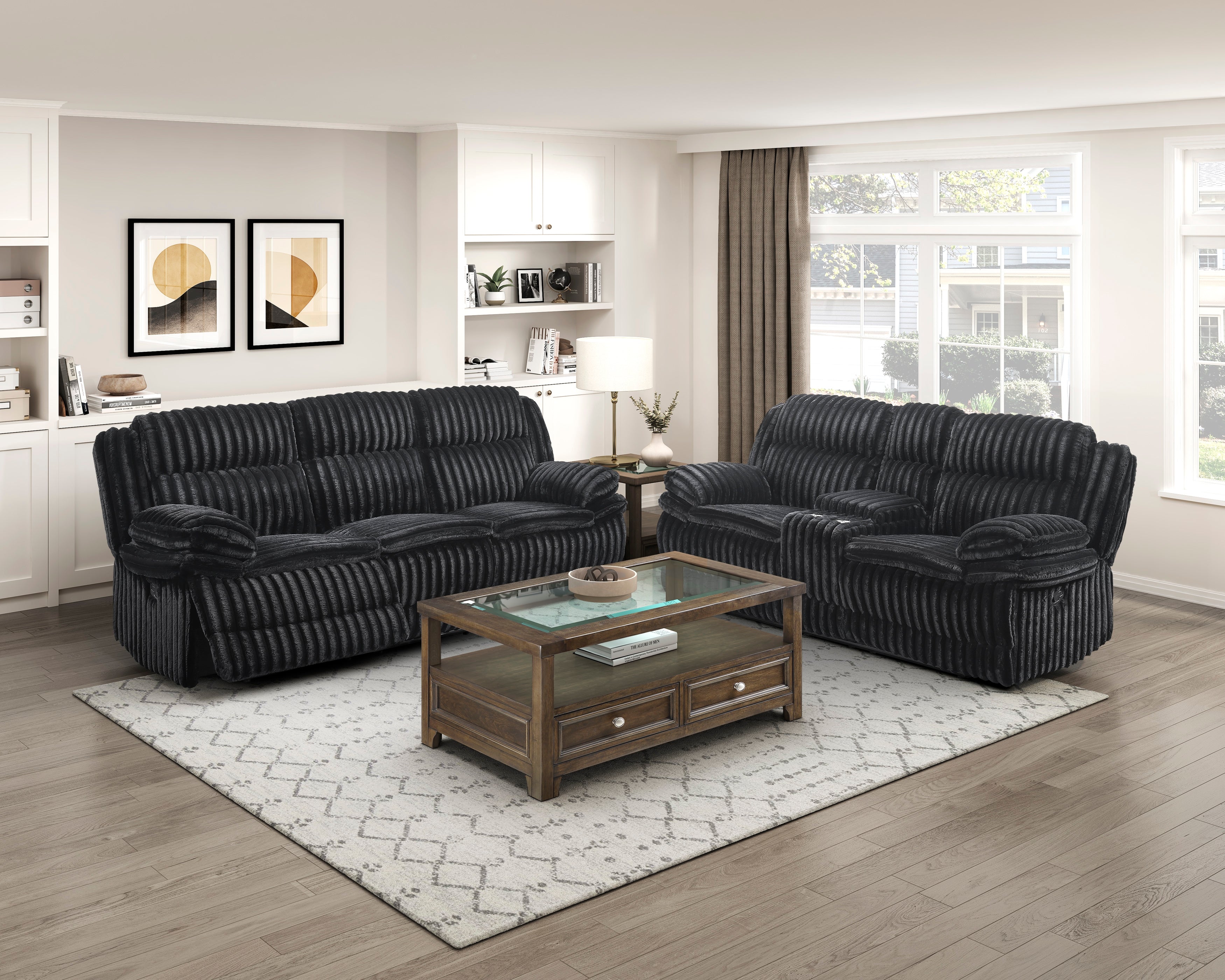 9577BK-3 Double Reclining Sofa - 9577BK-3
