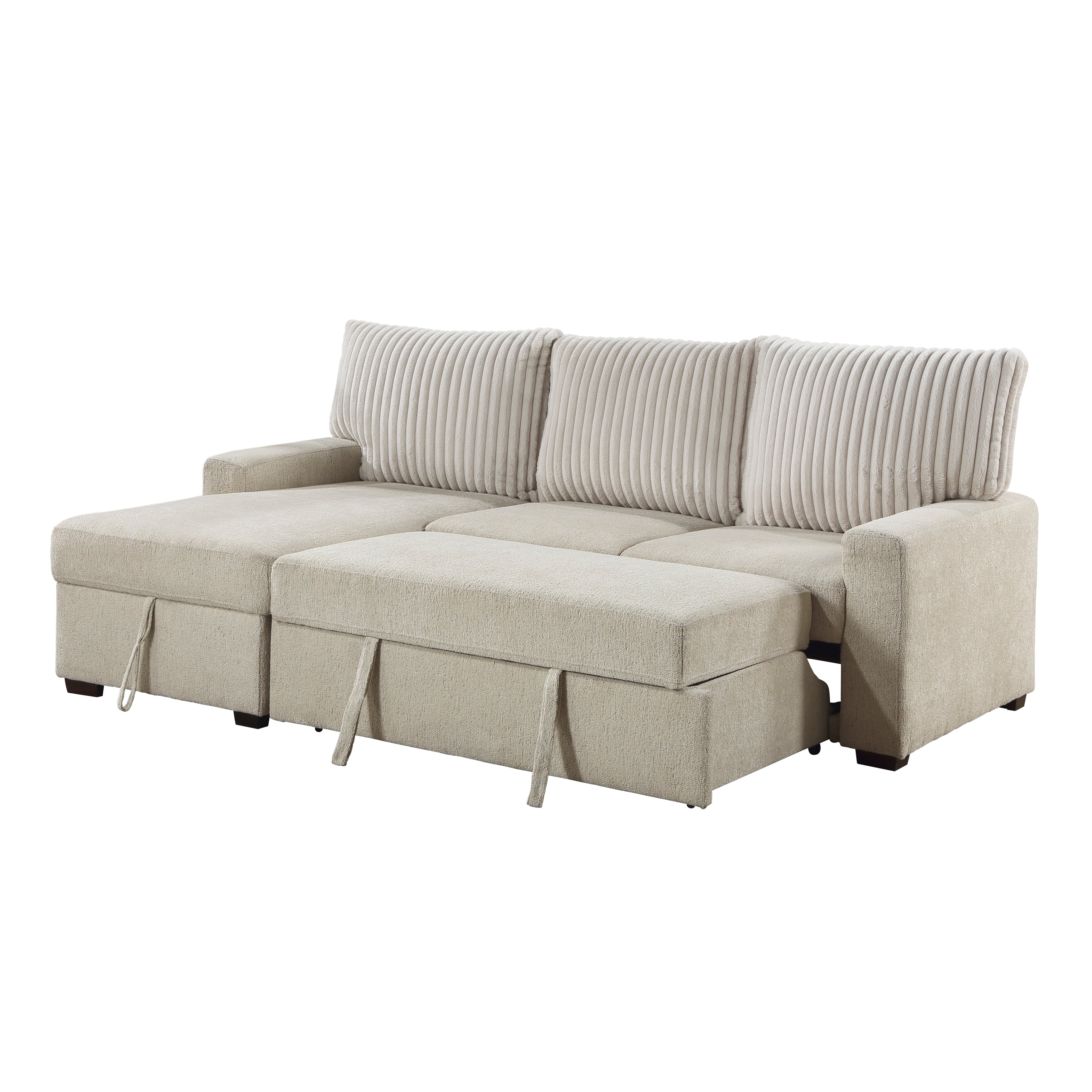 9605BE*2LCRL (2)2-Piece Sectional with Left Chaise and Drop-Down Cup holders, Pull-out Bed and Hidden Storage - 9605BE*2LCRL