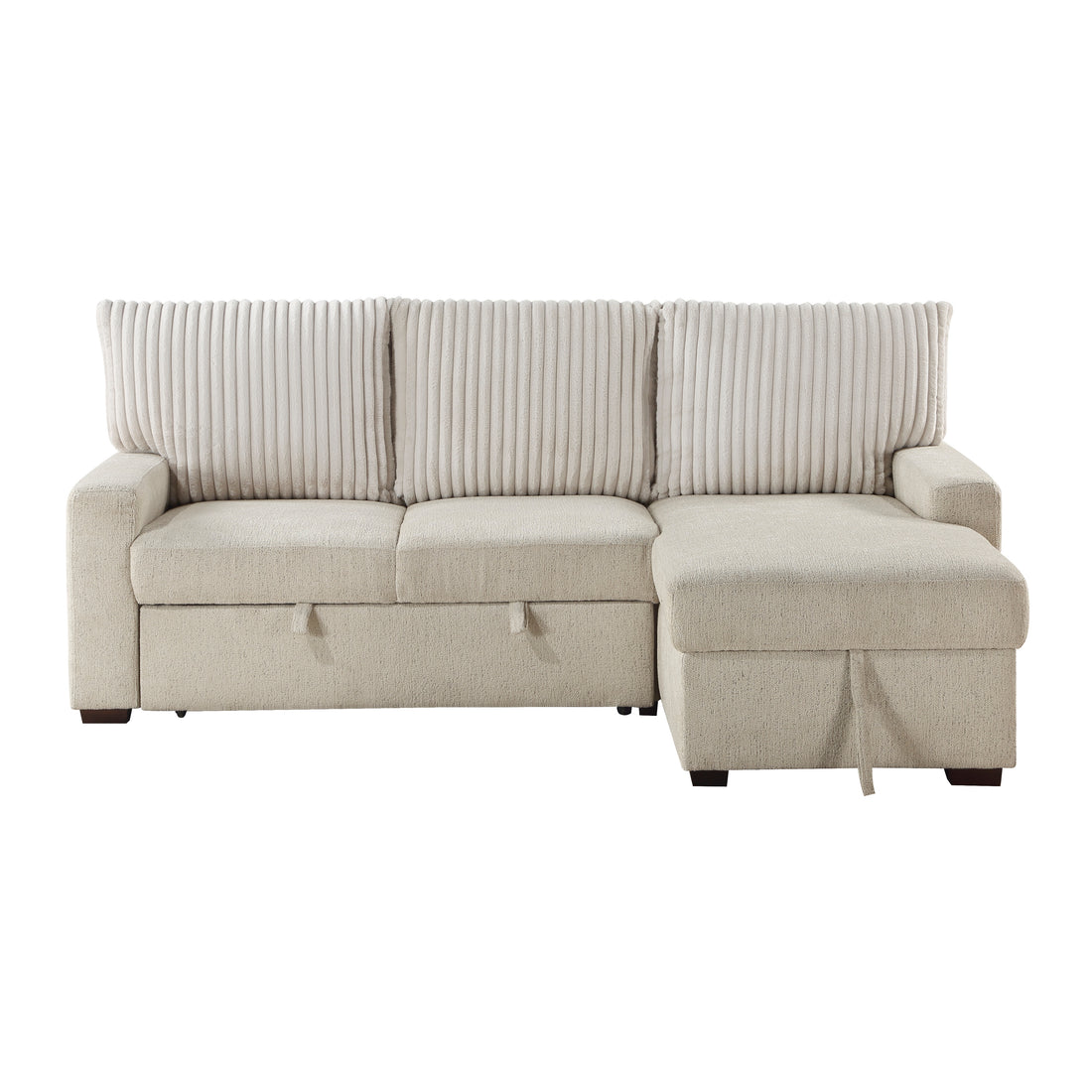 9605BE*2LLRC (2)2-Piece Sectional with Right Chaise and Drop-Down Cup holders, Pull-out Bed and Hidden Storage - 9605BE*2LLRC