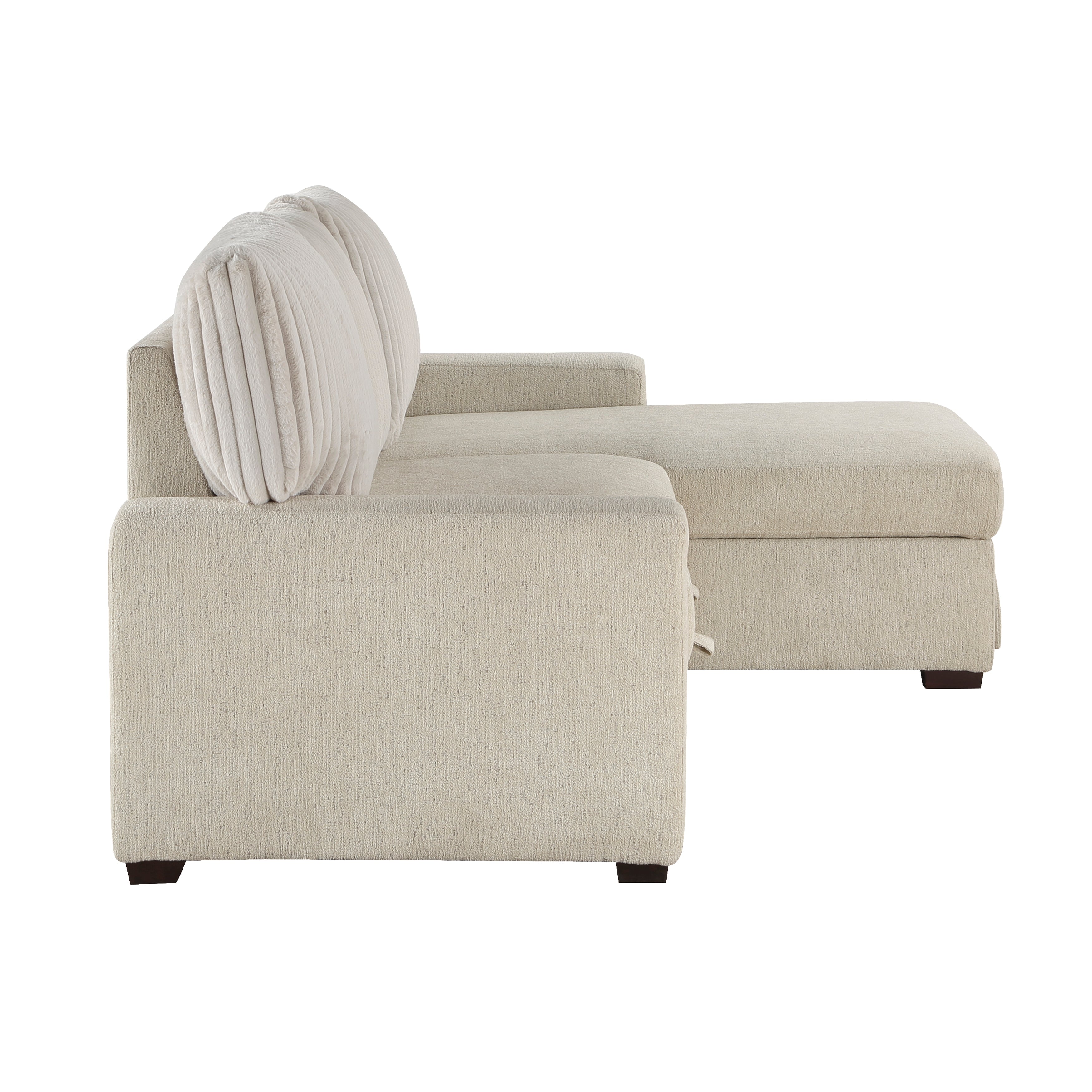 9605BE*2LLRC (2)2-Piece Sectional with Right Chaise and Drop-Down Cup holders, Pull-out Bed and Hidden Storage - 9605BE*2LLRC