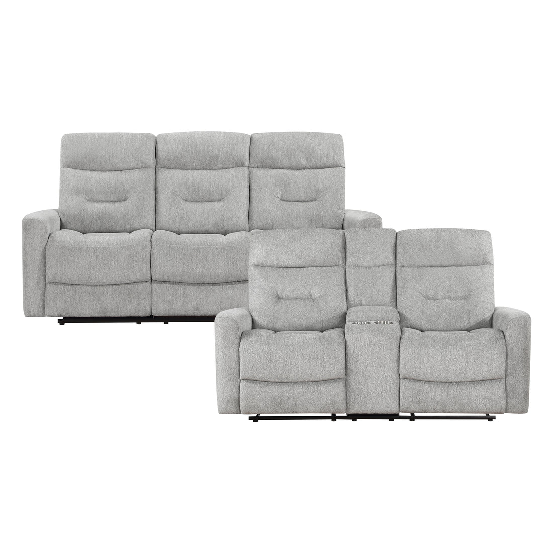 9610GY*2 2pc Set: Sofa, Love - 9610GY*2