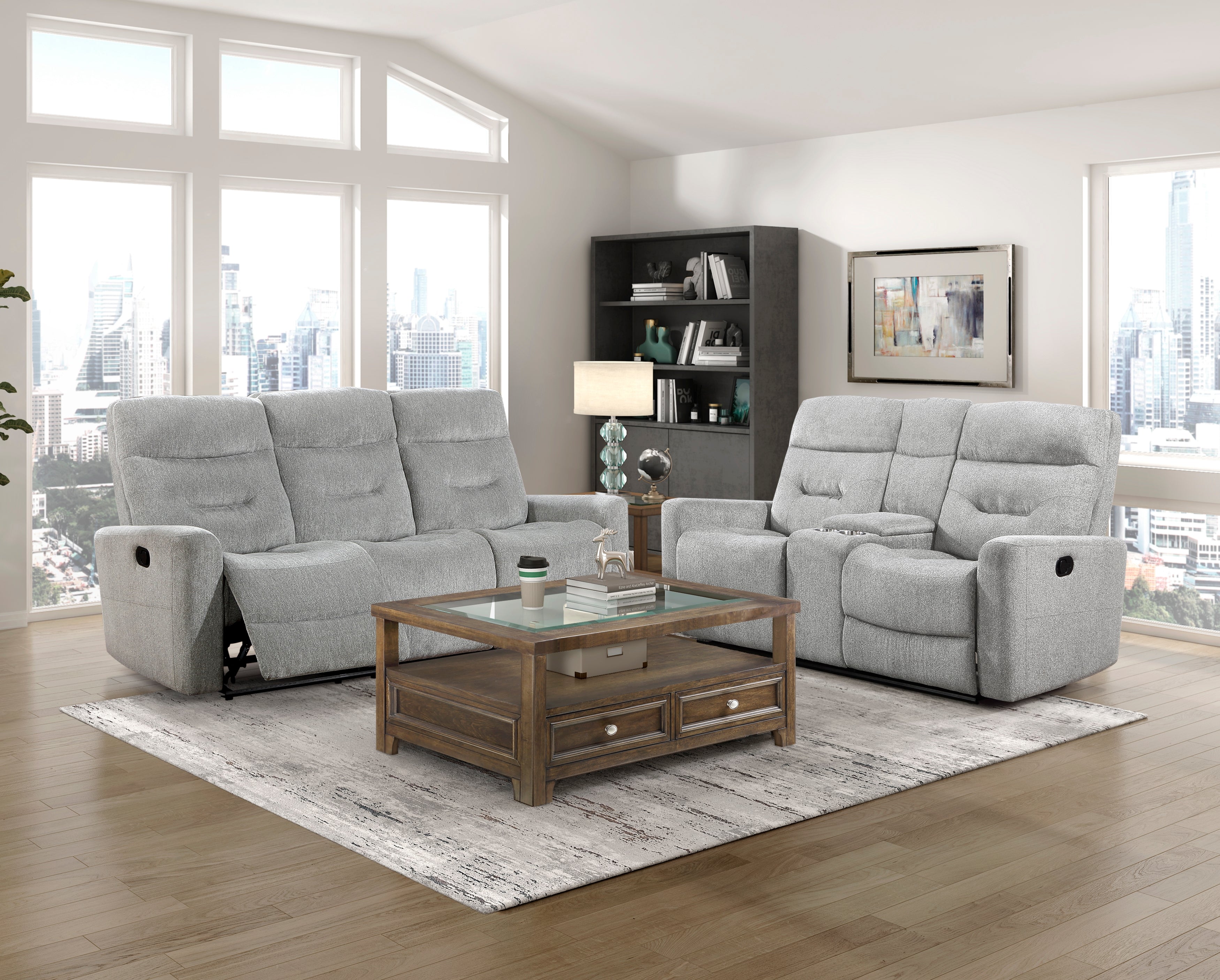 9610GY-3 Double Reclining Sofa - 9610GY-3