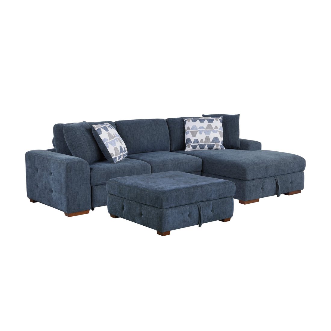 9624BU*32LRC (3)3-Piece Sectional with Right Chaise and Ottoman - 9624BU*32LRC