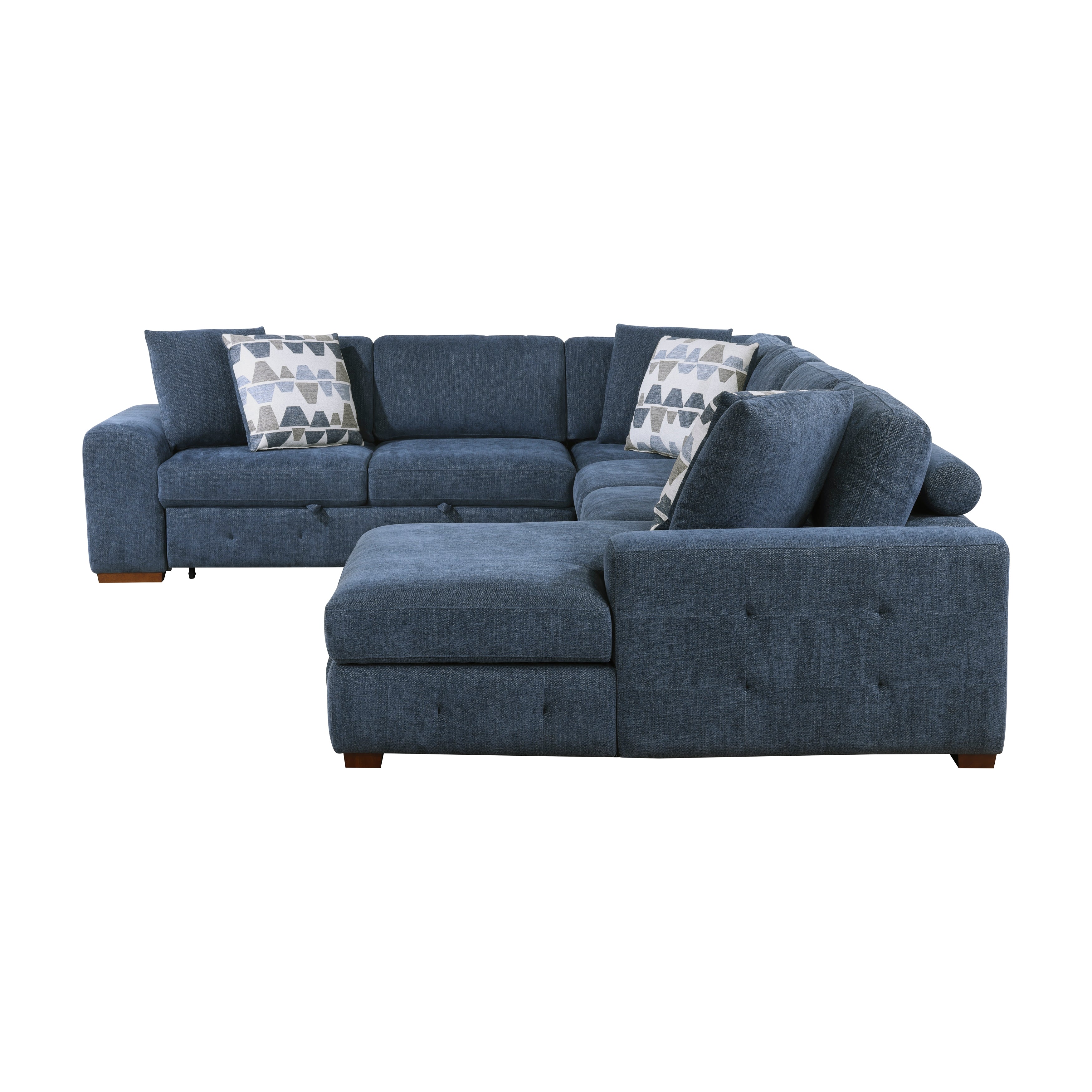 9624BU*52LRC (5)5-Piece Sectional with Right Chaise and Storage Ottoman - 9624BU*52LRC