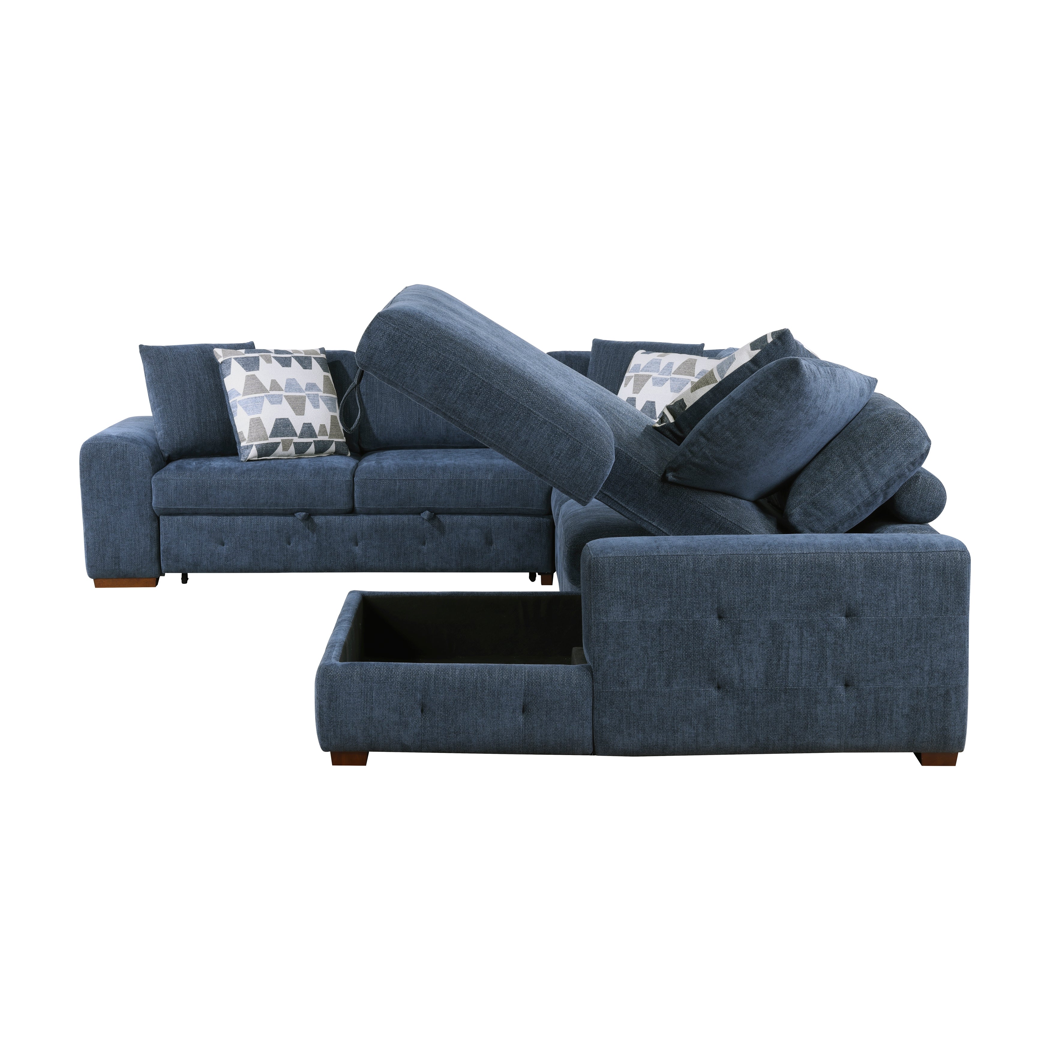 9624BU*52LRC (5)5-Piece Sectional with Right Chaise and Storage Ottoman - 9624BU*52LRC