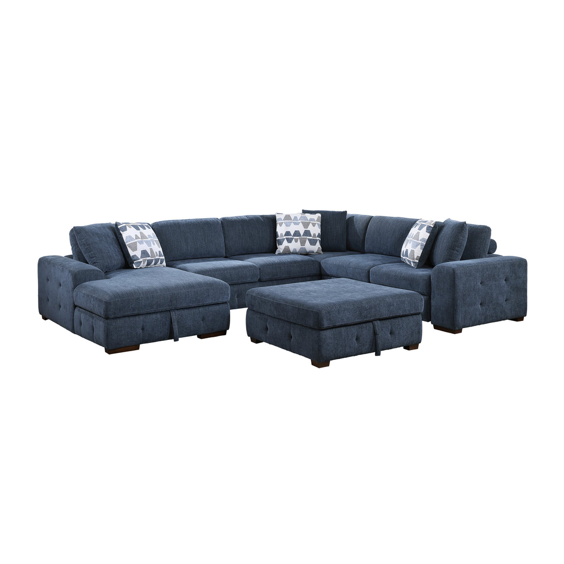 9624BU*5LC2R (5)5-Piece Sectional with Left Chaise and Storage Ottoman - 9624BU*5LC2R