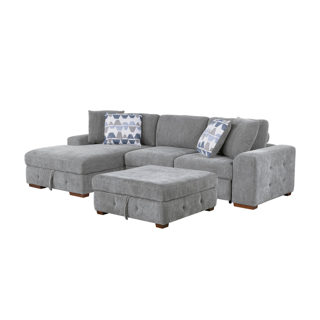 9624GY*3LC2R (3)3-Piece Sectional with Left Chaise and Ottoman - 9624GY*3LC2R
