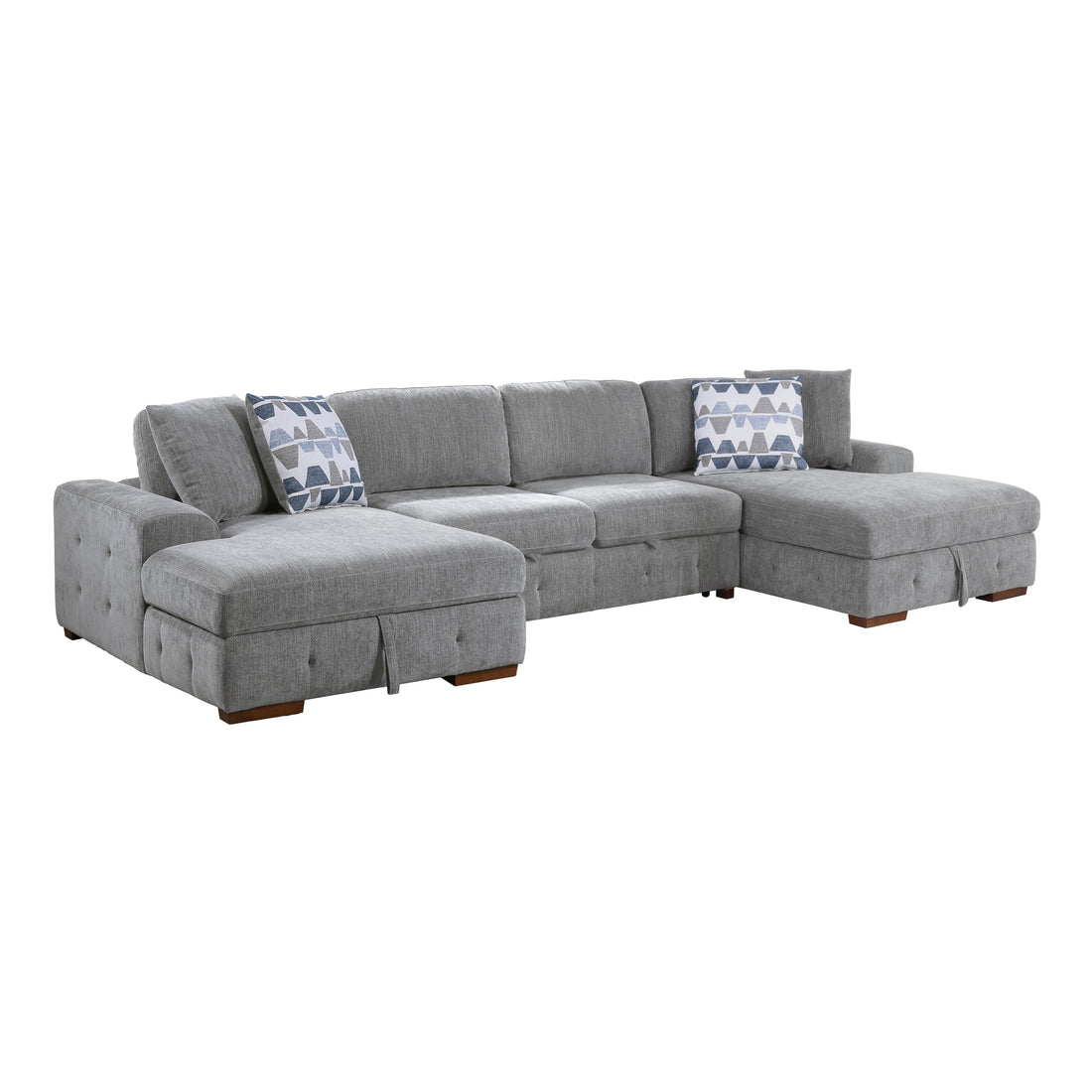 9624GY*3LCRC (3)3-Piece Sectional with Left and Right Chaise - 9624GY*3LCRC