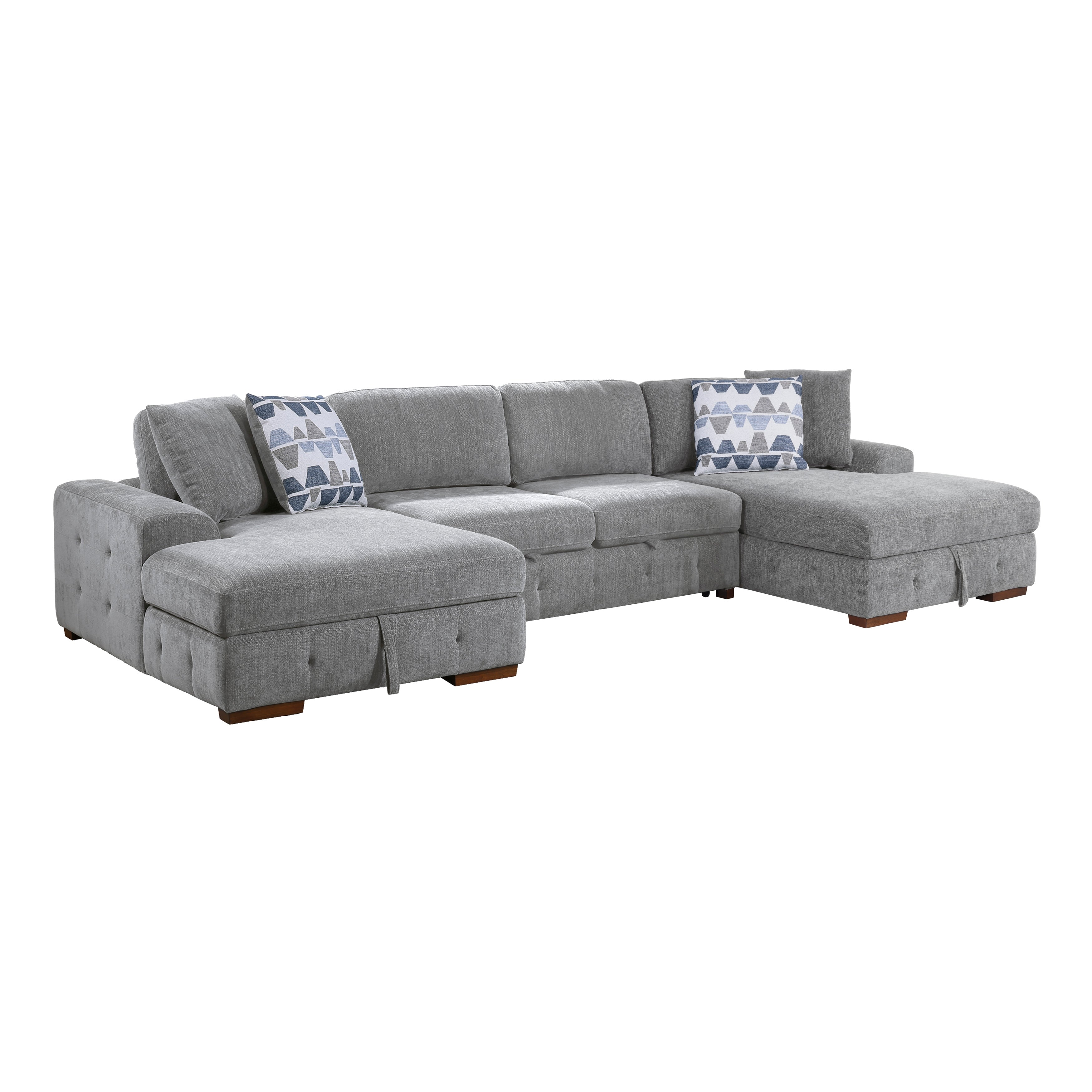 9624GY*3LCRC (3)3-Piece Sectional with Left and Right Chaise - 9624GY*3LCRC