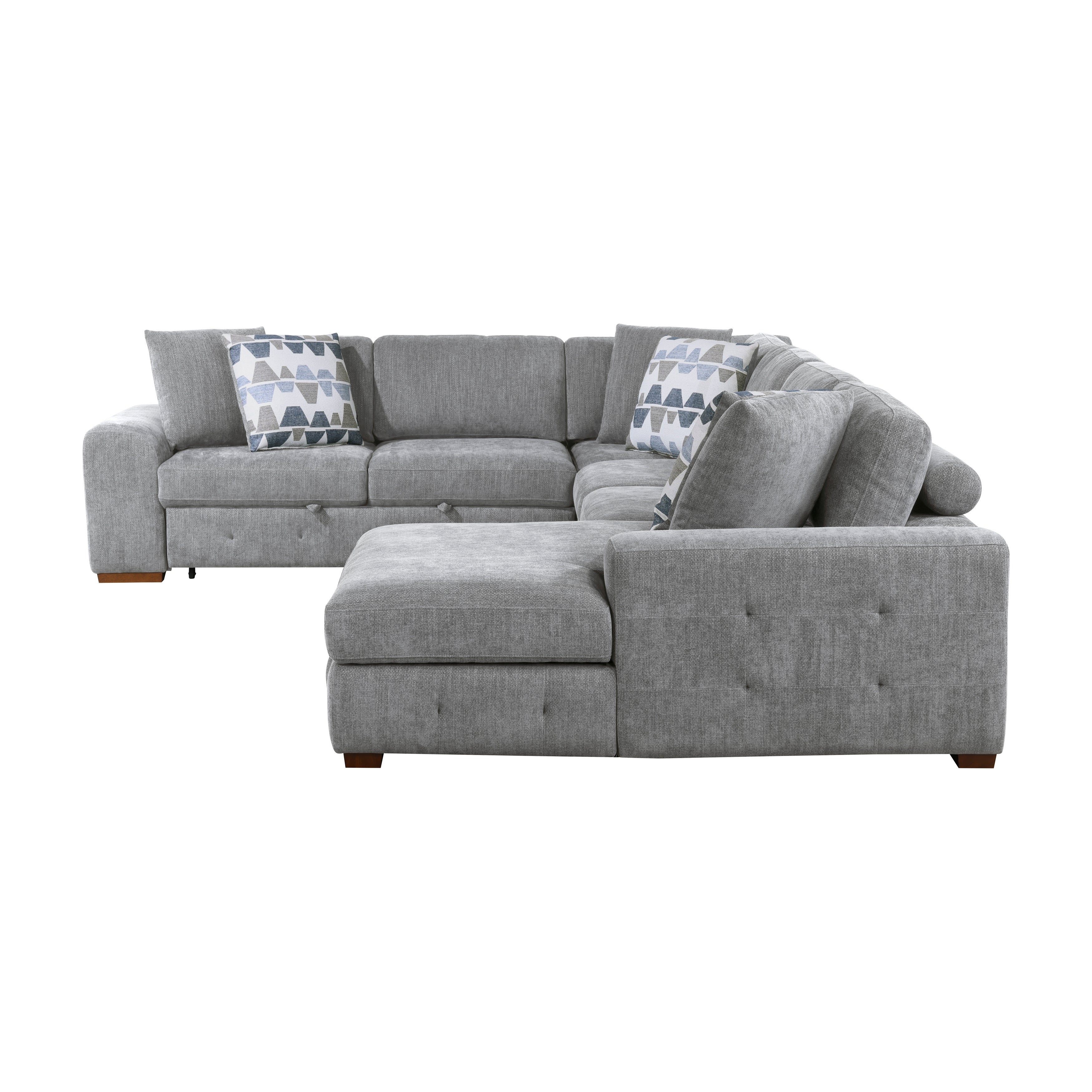 9624GY*52LRC (5)5-Piece Sectional with Right Chaise and Storage Ottoman - 9624GY*52LRC