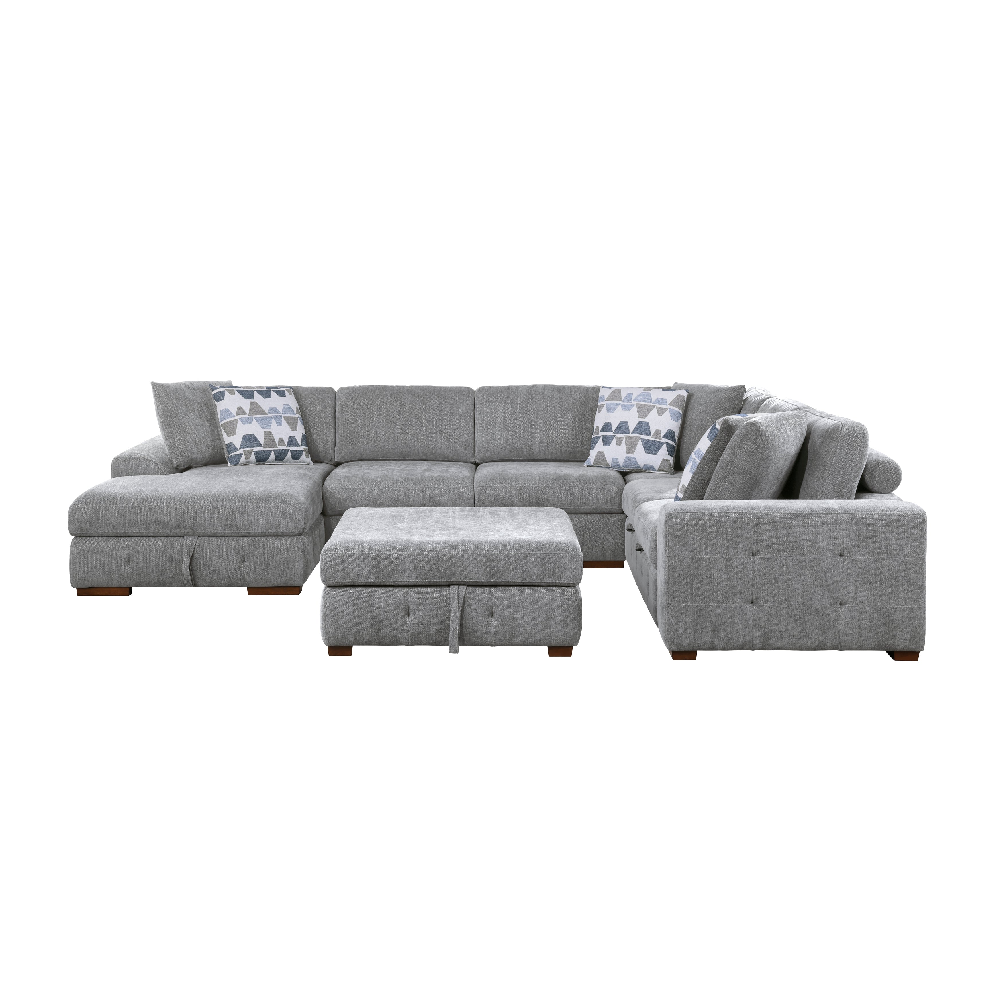 9624GY*5LC2R (5)5-Piece Sectional with Left Chaise and Storage Ottoman - 9624GY*5LC2R