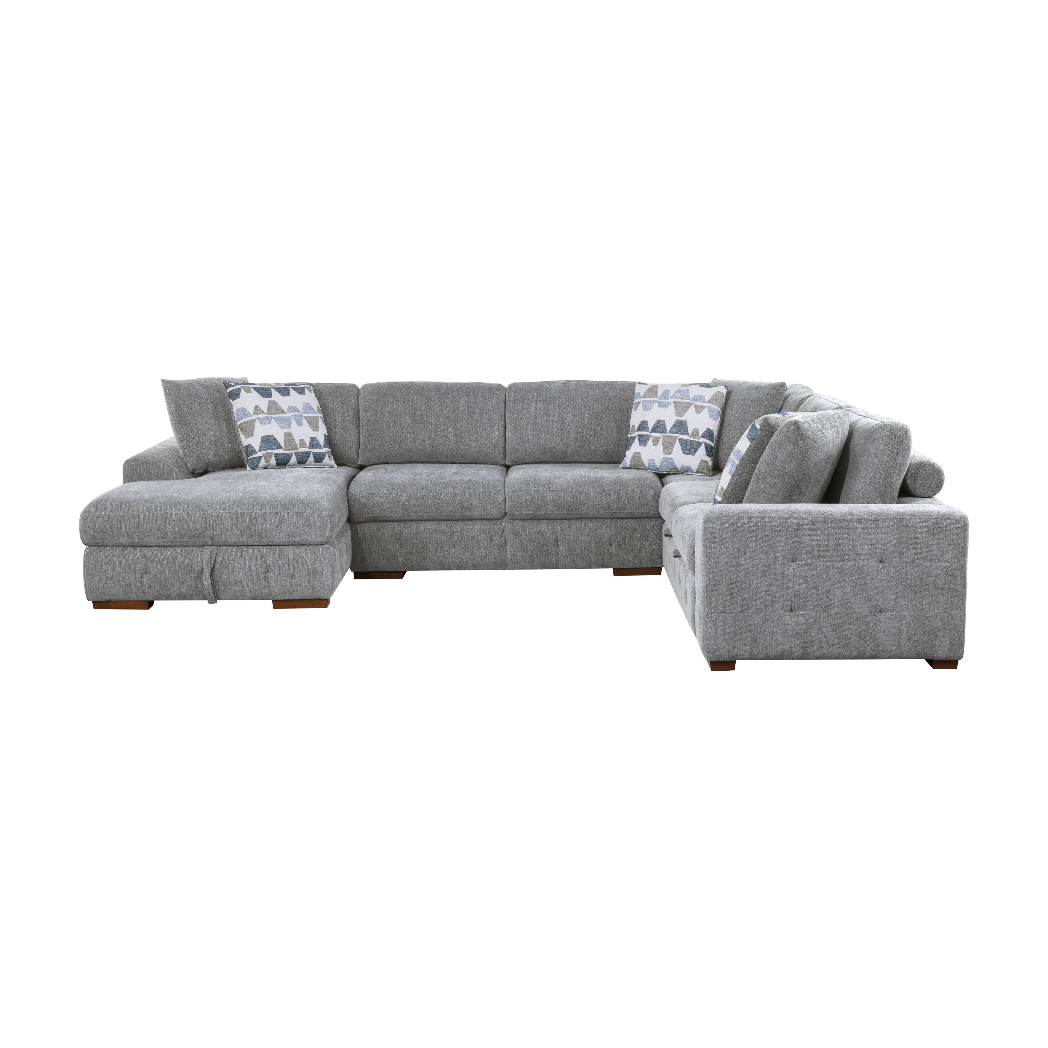 9624GY*5LC2R (5)5-Piece Sectional with Left Chaise and Storage Ottoman - 9624GY*5LC2R